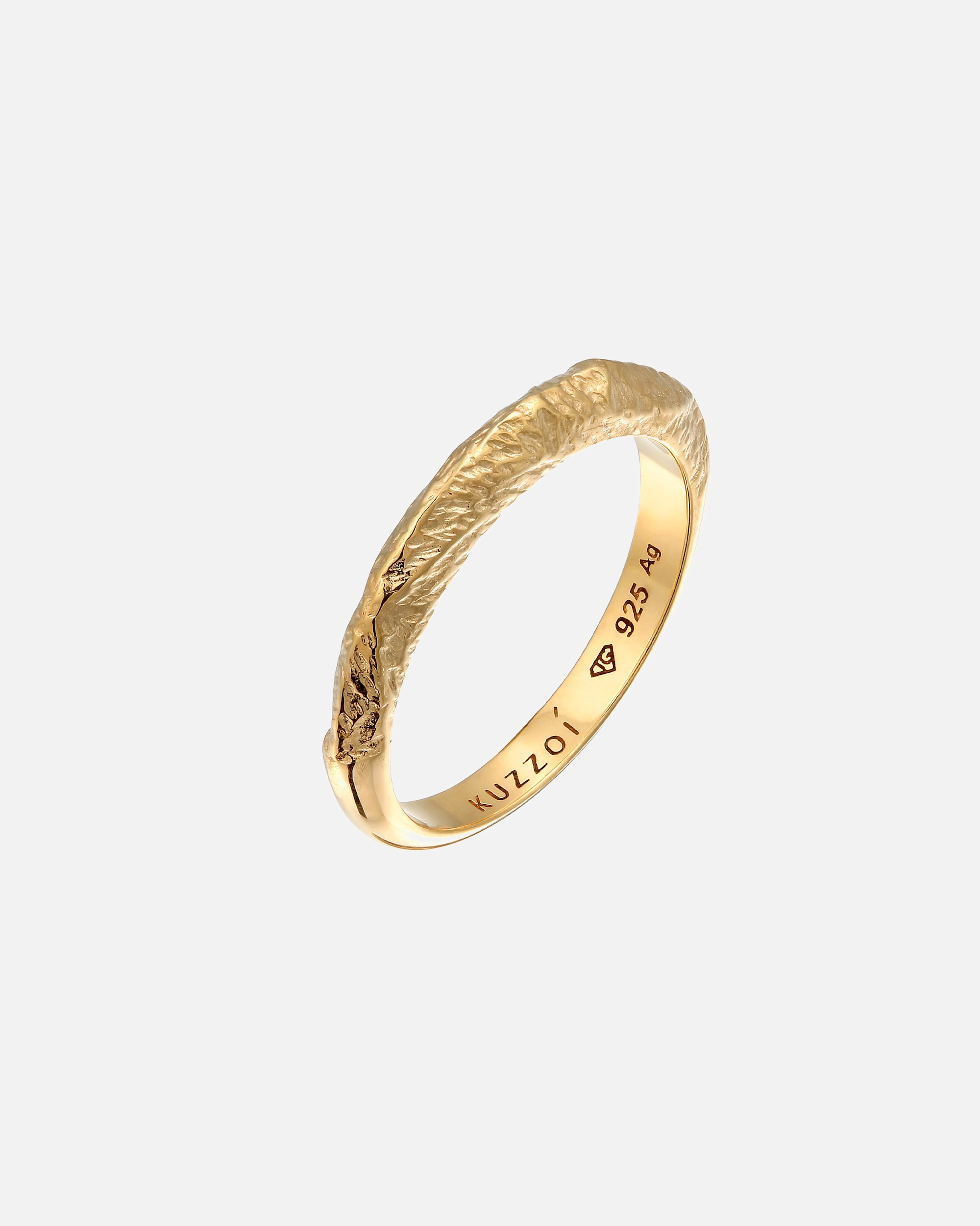 Bague pour Homme KUZZOI Bague pour homme à anneau étroit d'aspect usagé Tendance solide en argent sterling 925 64