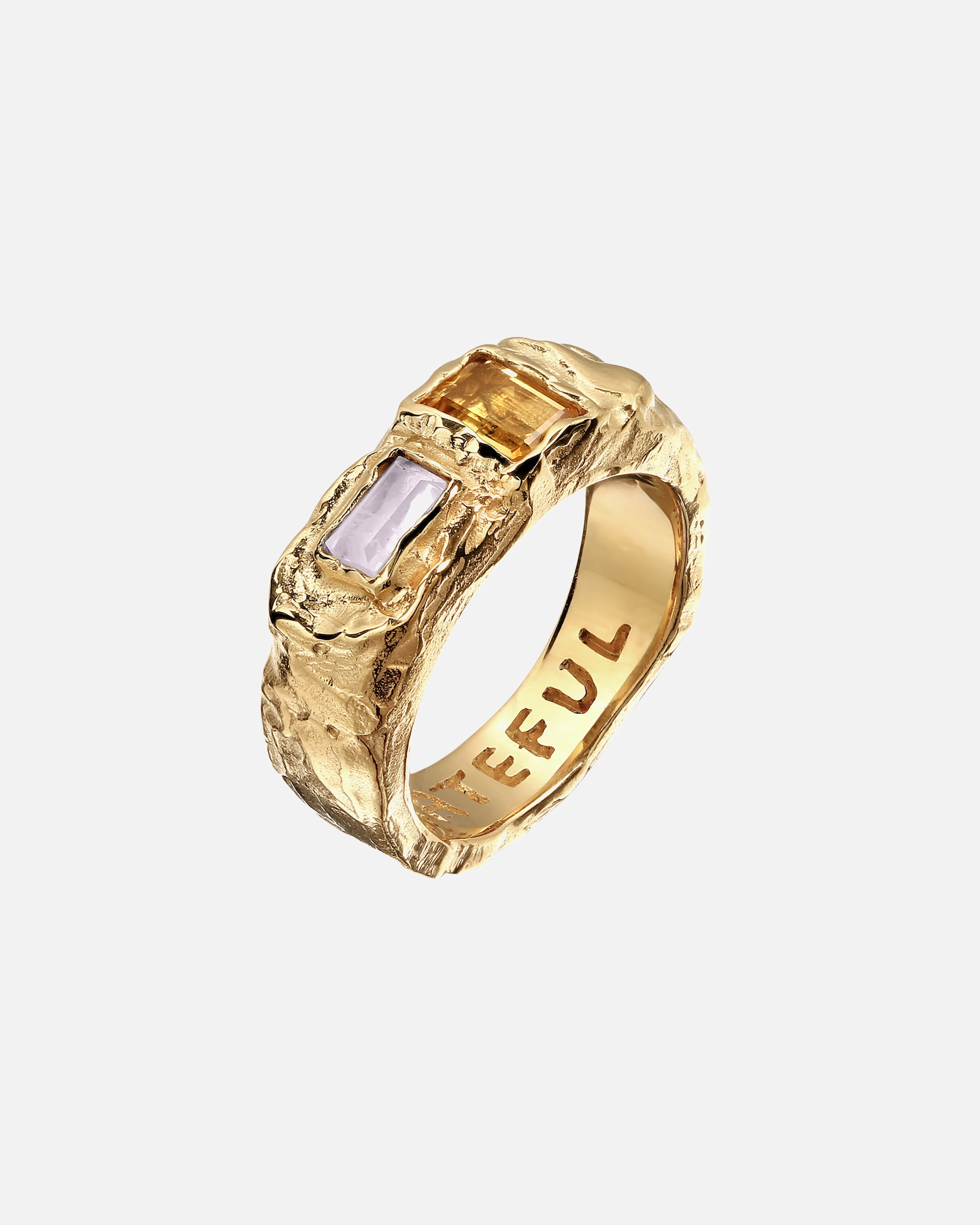 Bague pour Femme Haze & Glory Default Brand Line Bague Signet Quartz Rose 925 Sterling Silver 54