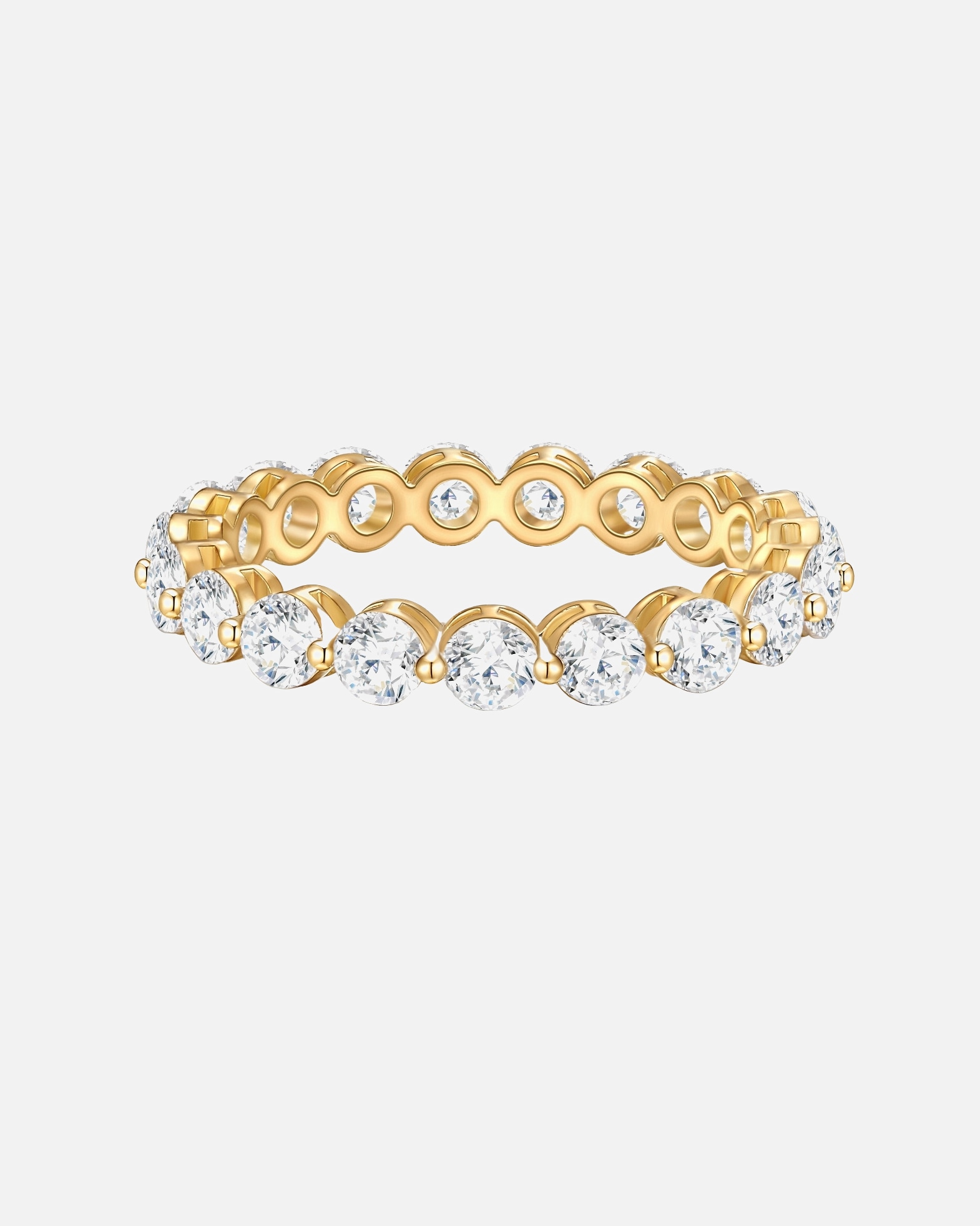 Bague pour Femme Bague tendance Métal Verre Cristal en Or jaune 52