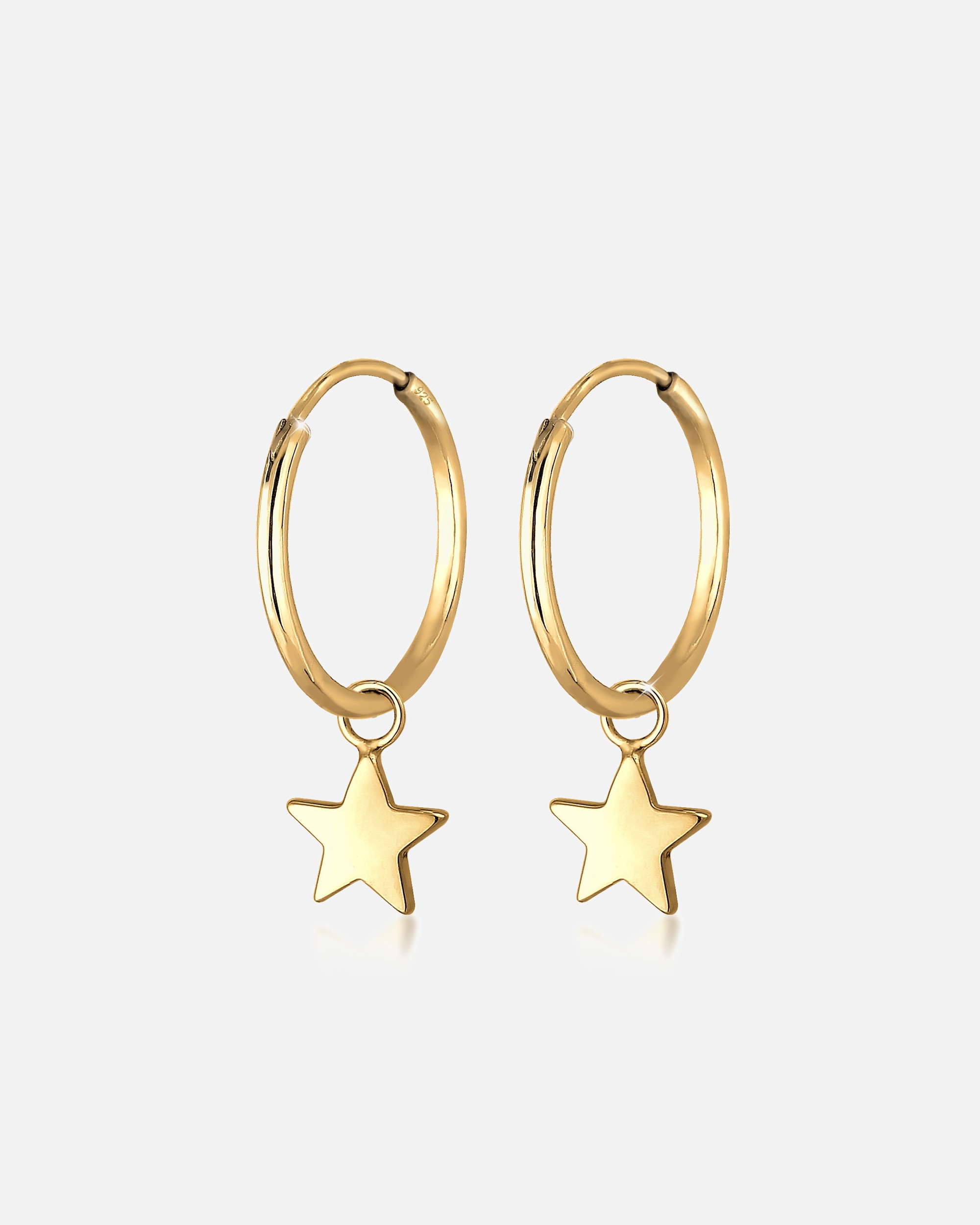 Boucles d'oreilles pour Femme Elli Femme Pendentif Créole Étoile Ludique en Argent Sterling 925 goldfarben