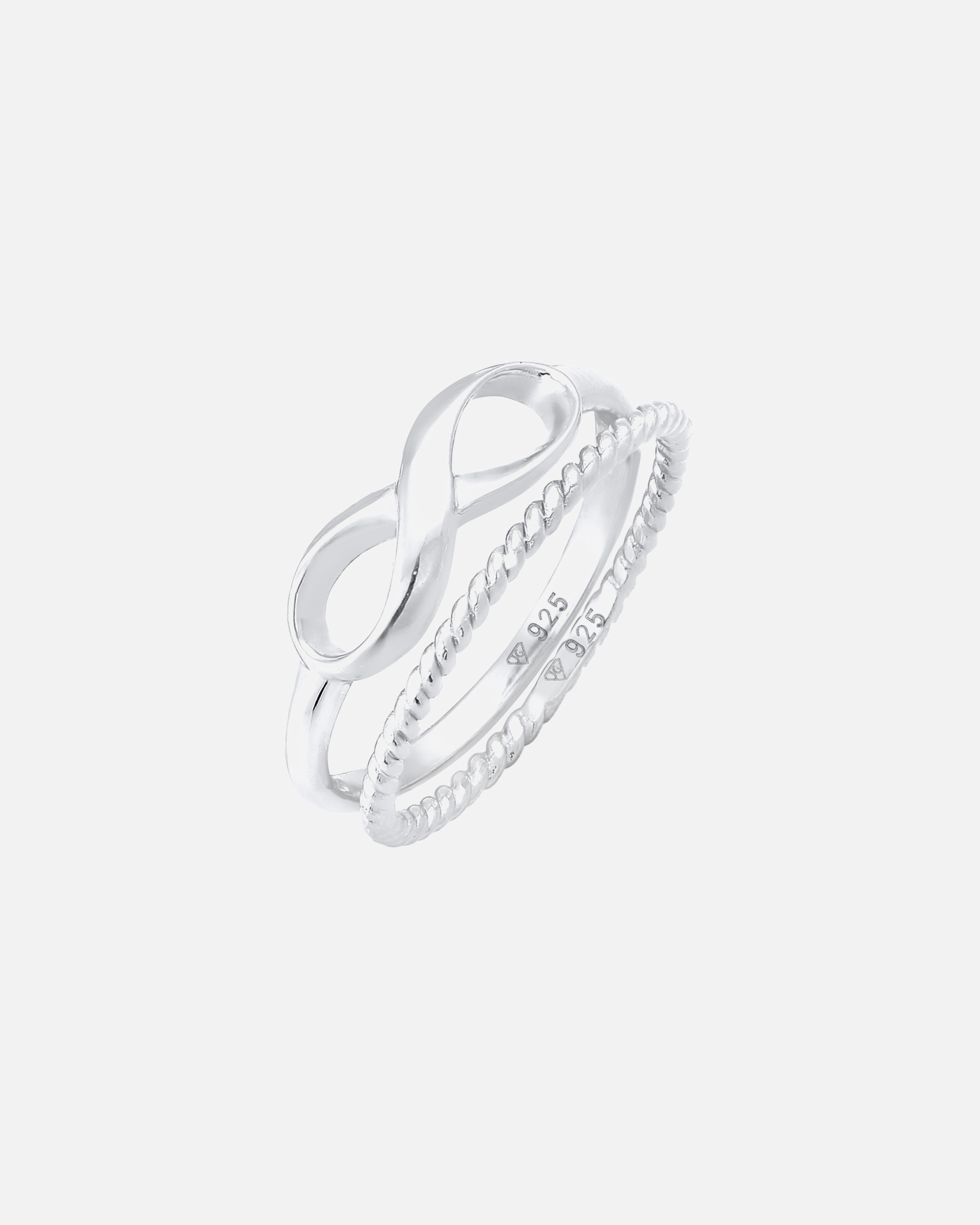 Bague pour Femme Elli Bague superposée pour femme Duo Infinity Twisted Basic Trend Blogger en argent sterling 925 54
