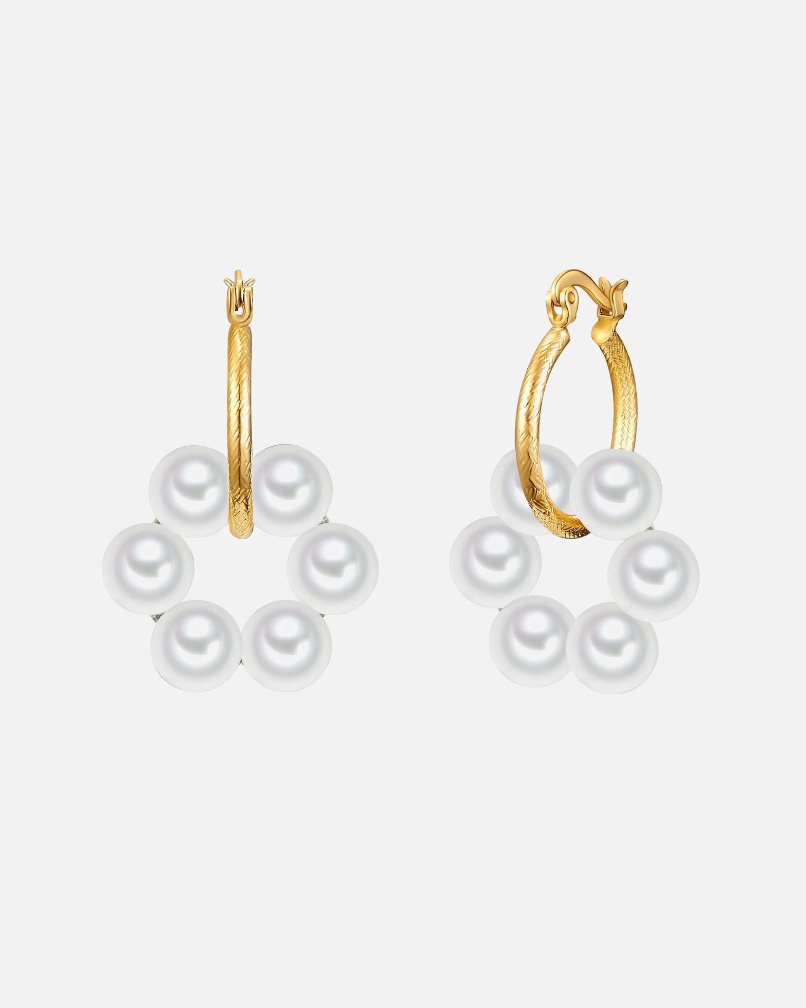 Créoles pour Femme Yokoamii Créoles en perle Laiton Perles organiques en Argent 37,1 mm