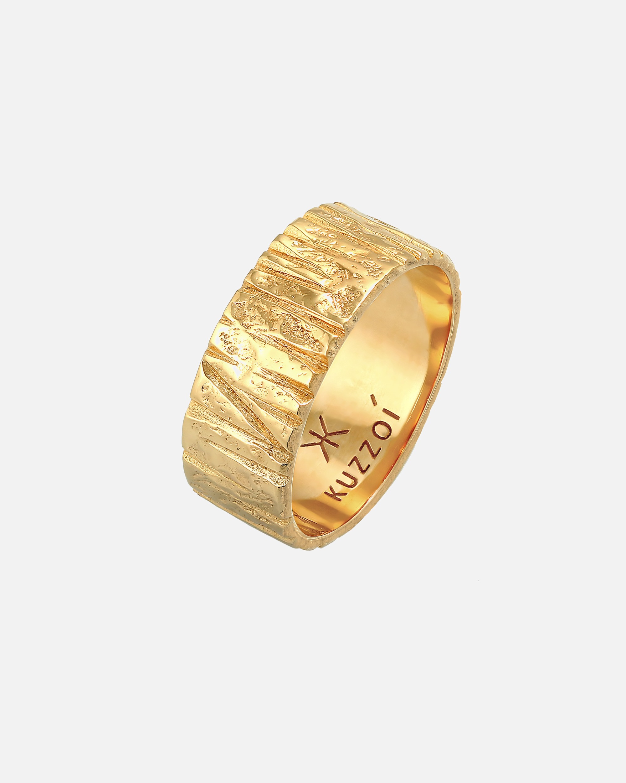 Bague pour Homme KUZZOI Bague large texture martelée 925 Argent 62