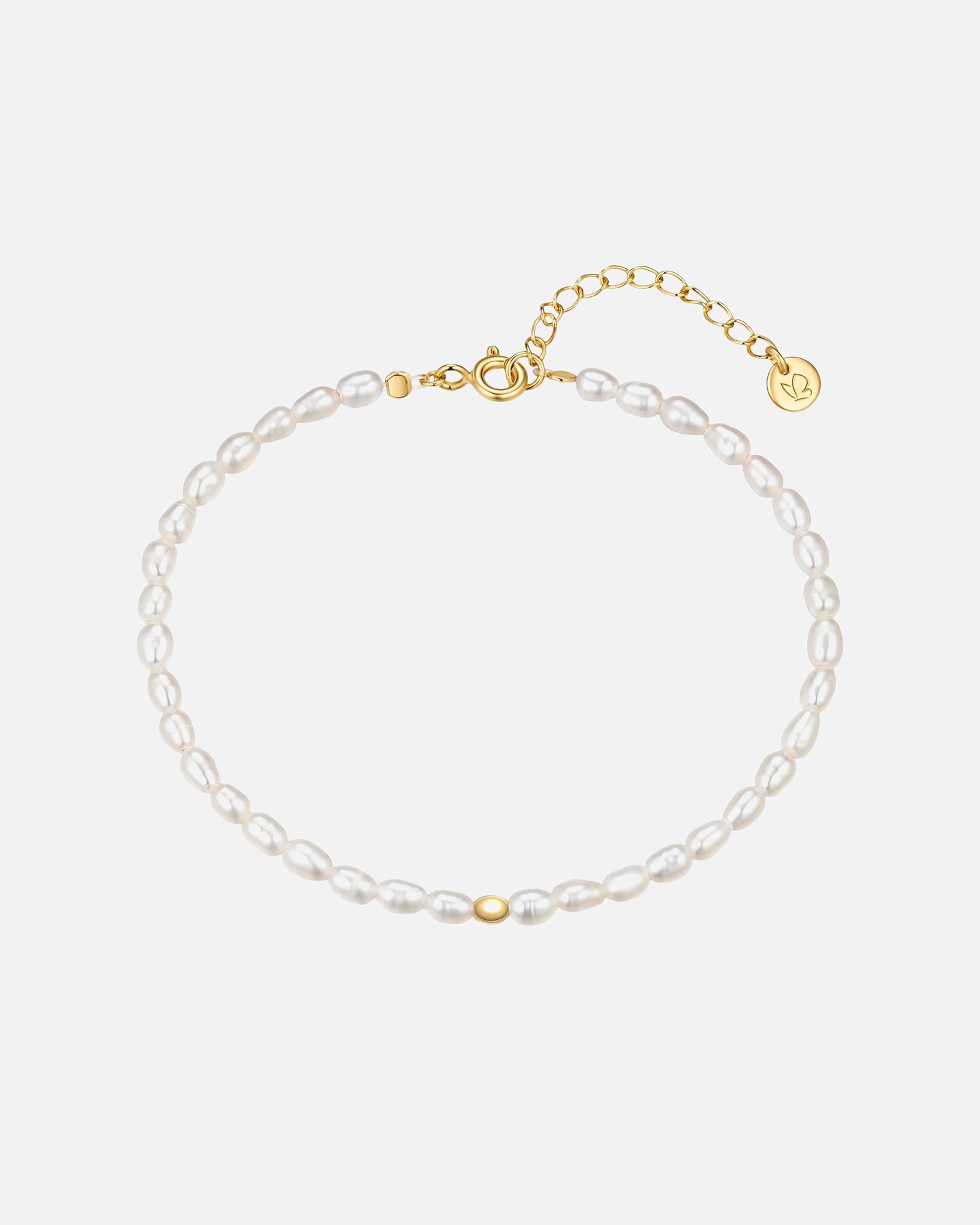 Bracelet pour Femme Glanzstücke München Bracelet en perles en argent sterling en or jaune avec perle de culture d'eau douce Longueur de base 17,0 + rallonge 3,0 cm
