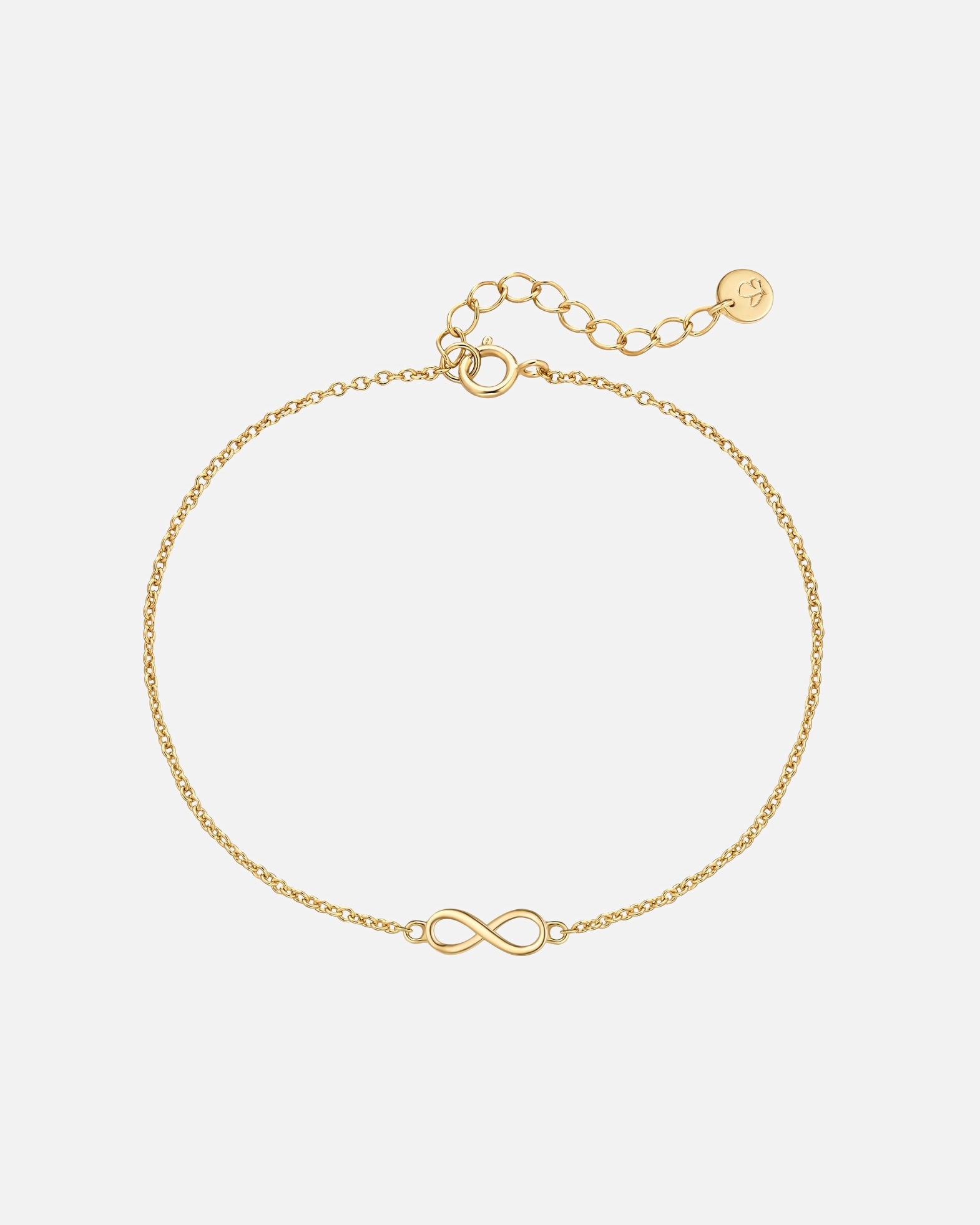 Bracelet pour Femme Glanzstücke München Bracelet Infinity en argent sterling en or jaune Longueur de base 17,0 + rallonge 3,0 cm