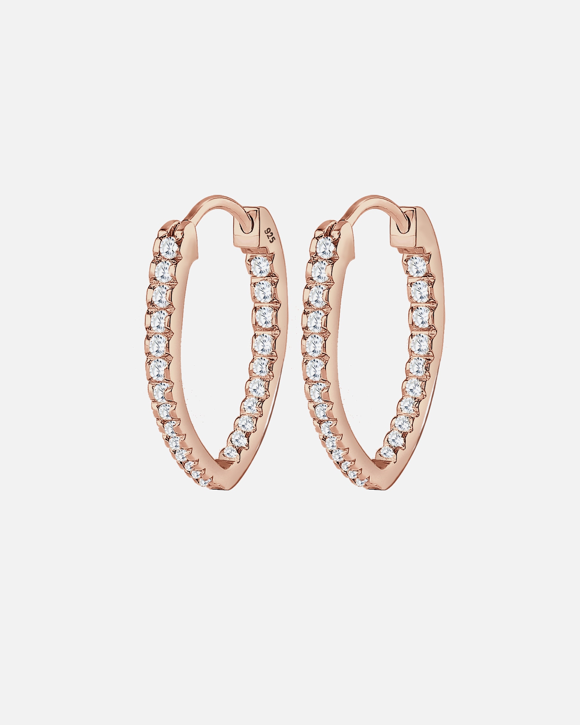 Boucles d'oreilles pour Femme Elli Femmes Créoles Elegant Ovale avec Cristaux de Zirconium en Argent Sterling 925 rosefarben