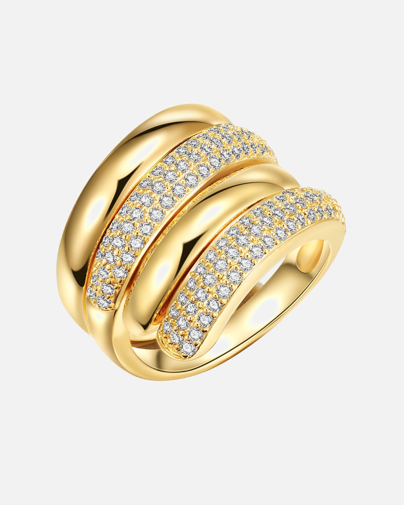 Bague pour Femme Lulu & Jane Bague Laiton Oxyde de zirconium (CZ) en Or jaune 54