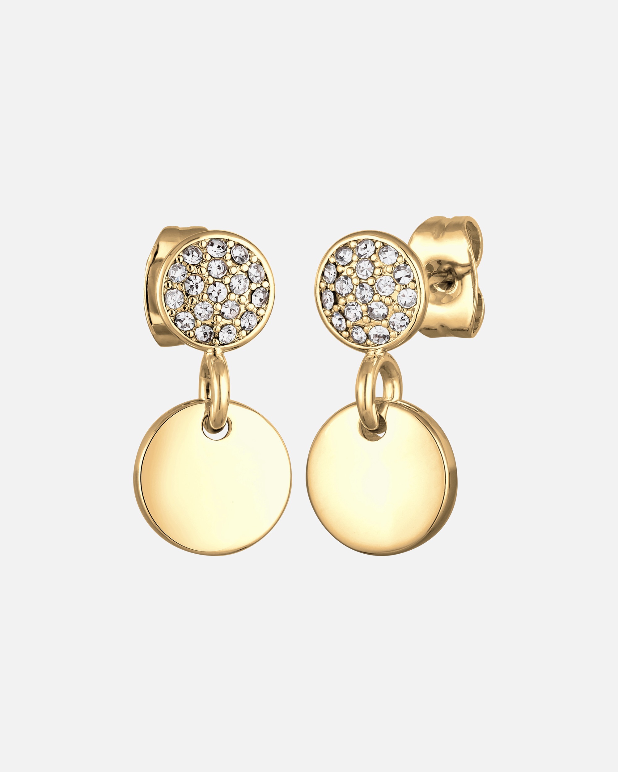 Boucles d'oreilles pour Femme Elli Ohrhänger Kristalle Rund Plättchen goldfarben