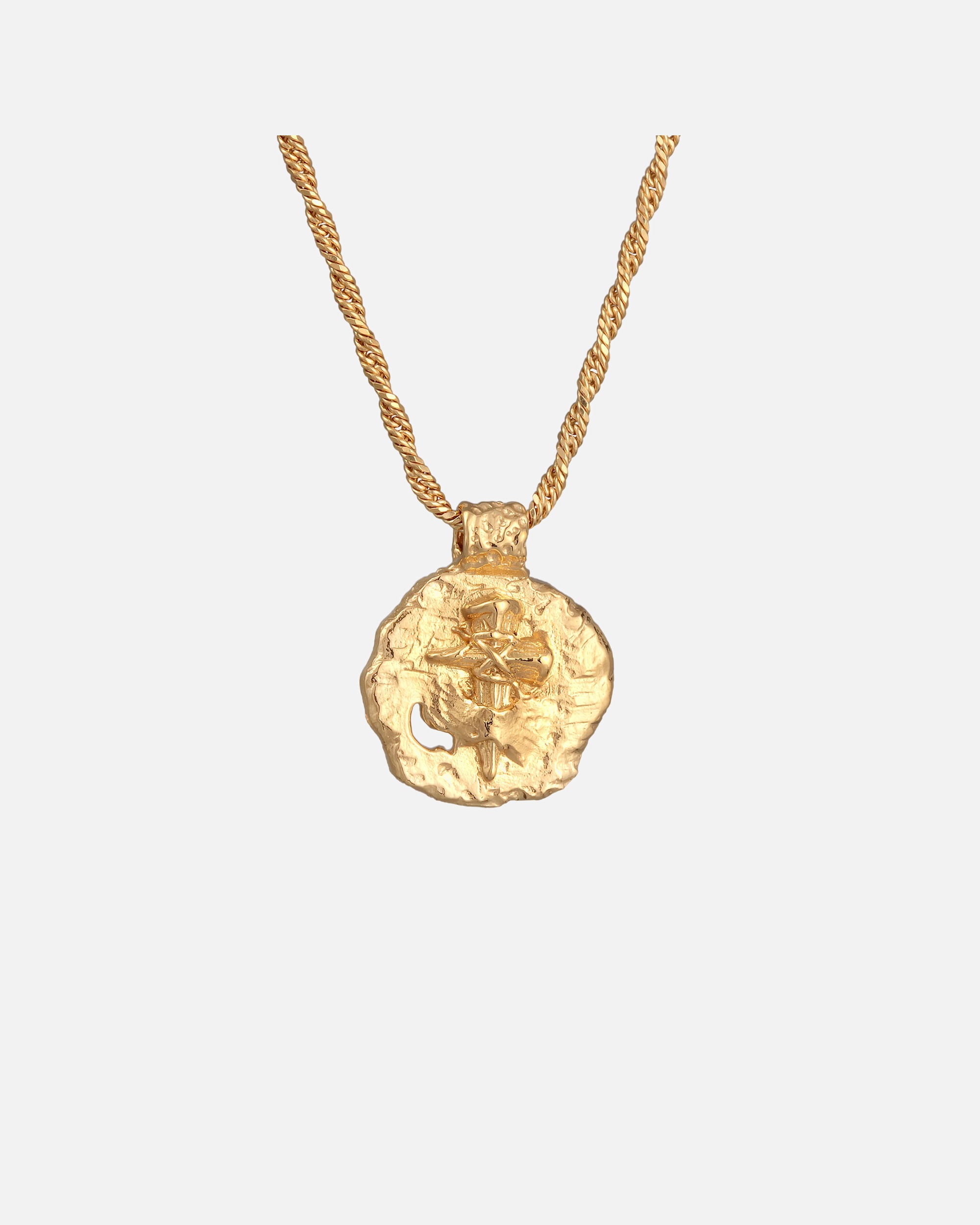 Collier pour Homme KUZZOI Herren Münze Antik Kreuz Oxidiert 925 Silber goldfarben