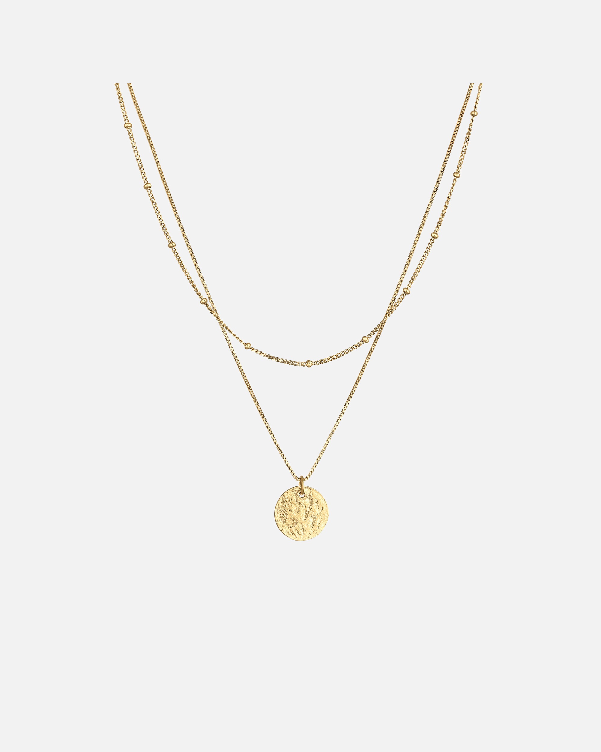 Collier pour Femme Elli Layer Plättchen Kugelkette Boho 2-lagig 925 Silber 40