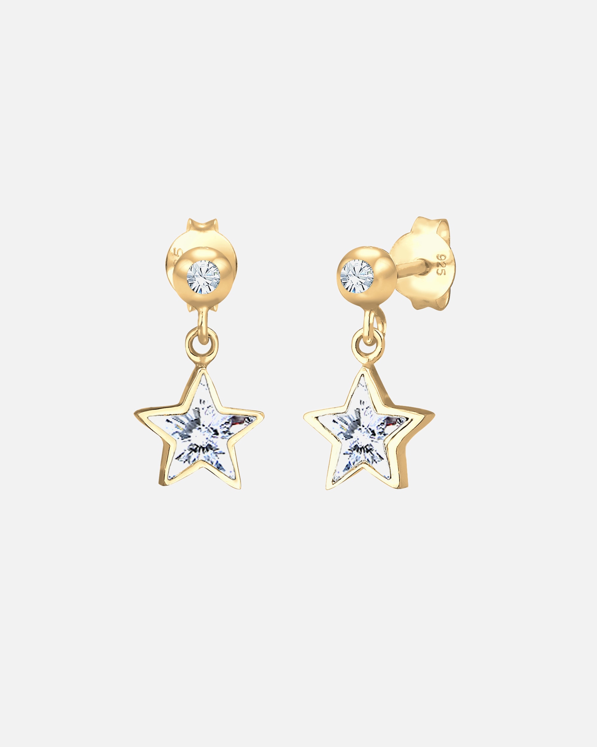Boucles d'oreilles pour Femme Elli Enfants étoiles avec cristaux en argent sterling 925 plaqué or goldfarben