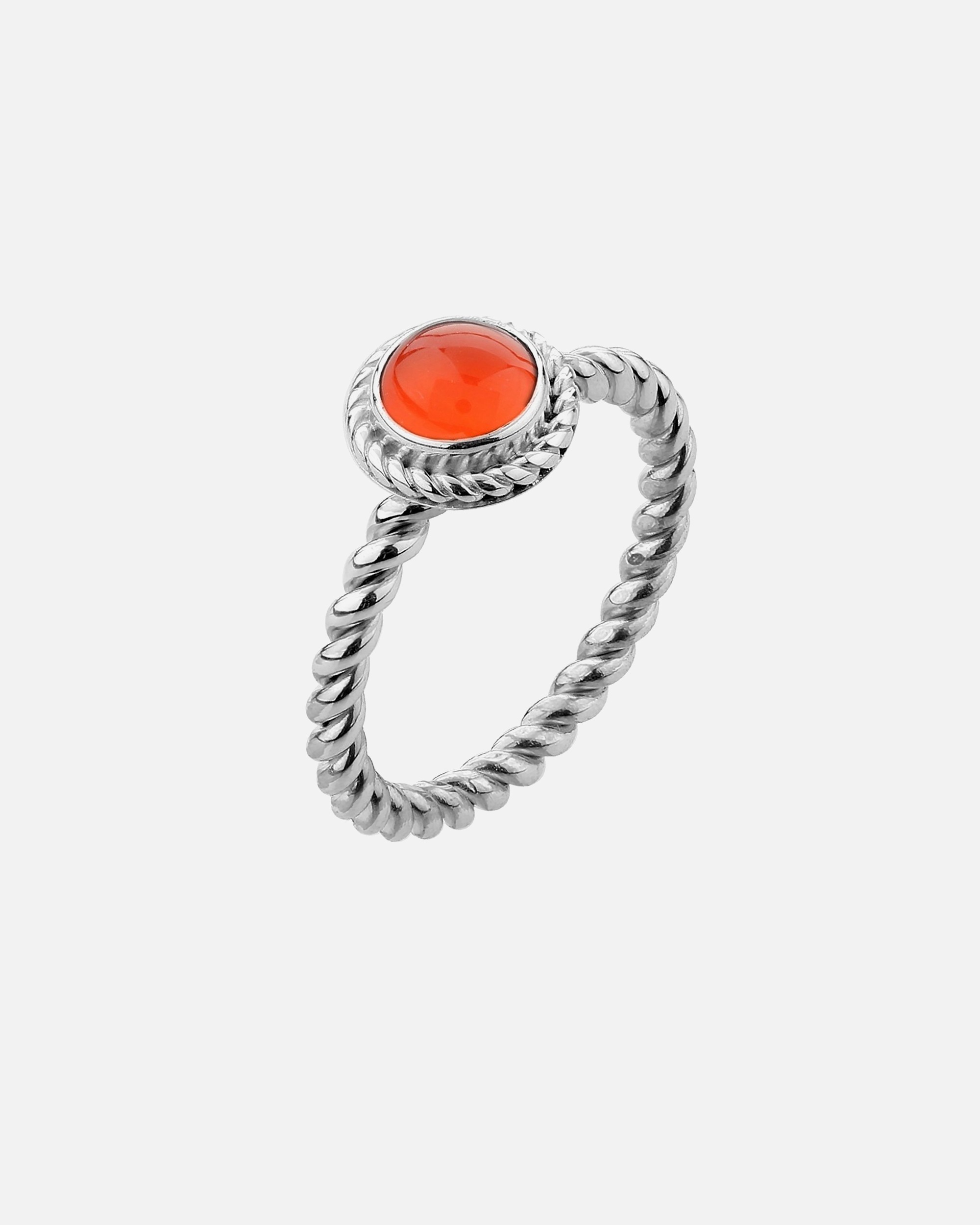 Bague pour Femme Nenalina Femmes Solitaire Torsadé avec Pierre Précieuse Cornaline Orange en argent sterling 925 54