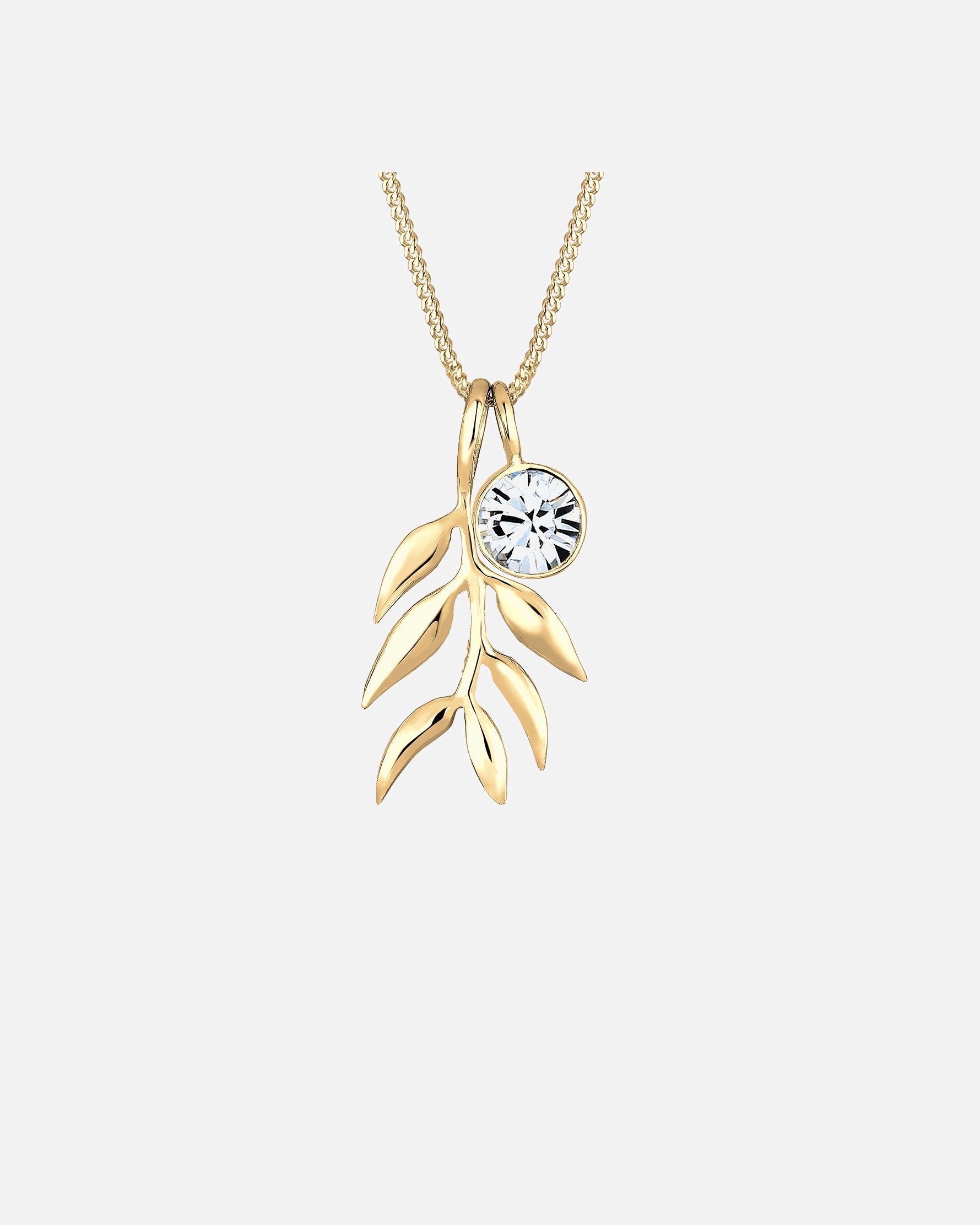 Collier pour Femme Elli Feuille d'olivier branche Cristaux Argent Sterling 925 goldfarben