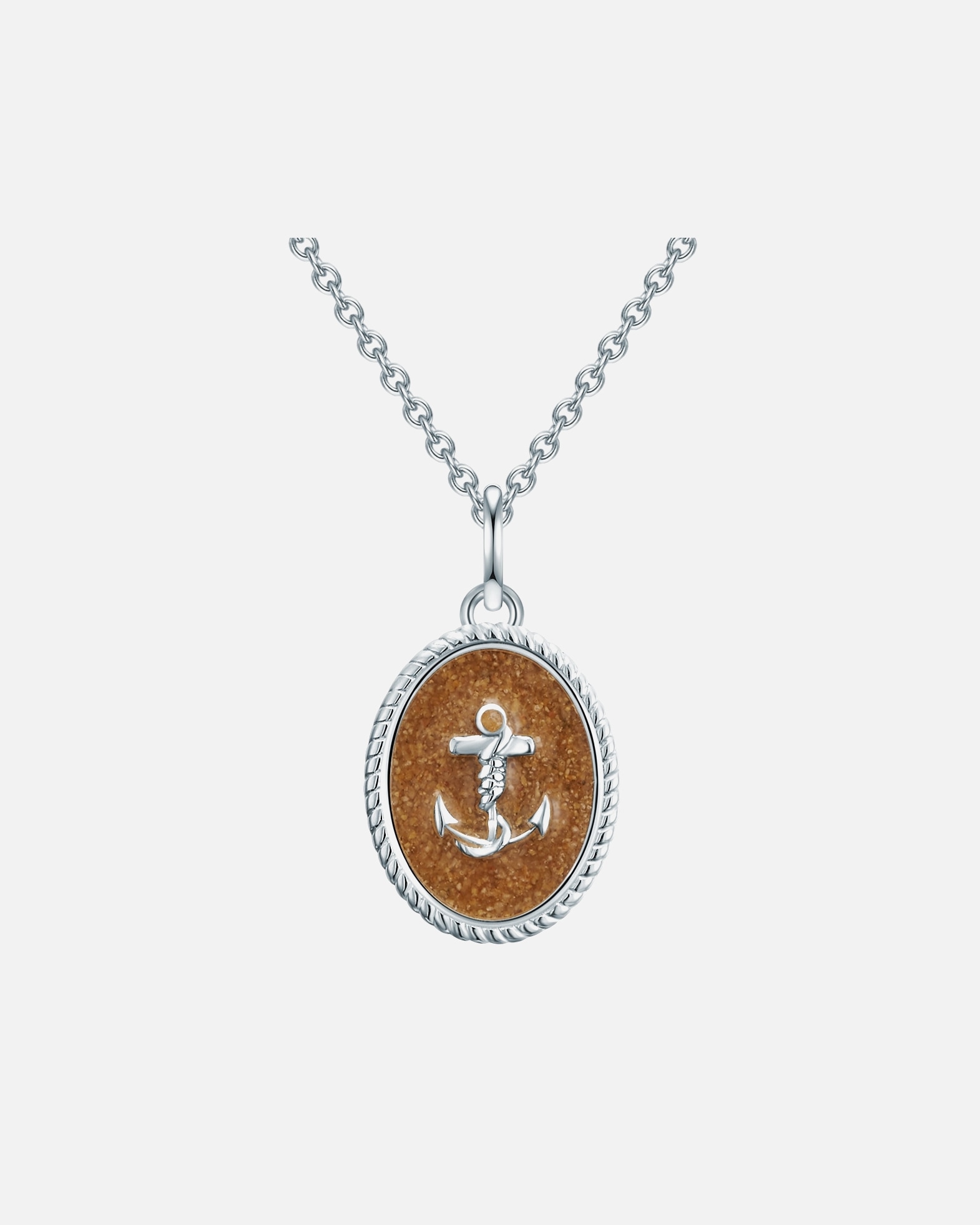 Collier pour Femme Strandglück Collier en argent Ancre Argent sterling Sable en Argent Chaîne de base 45,0 cm + 5,0 cm extensio