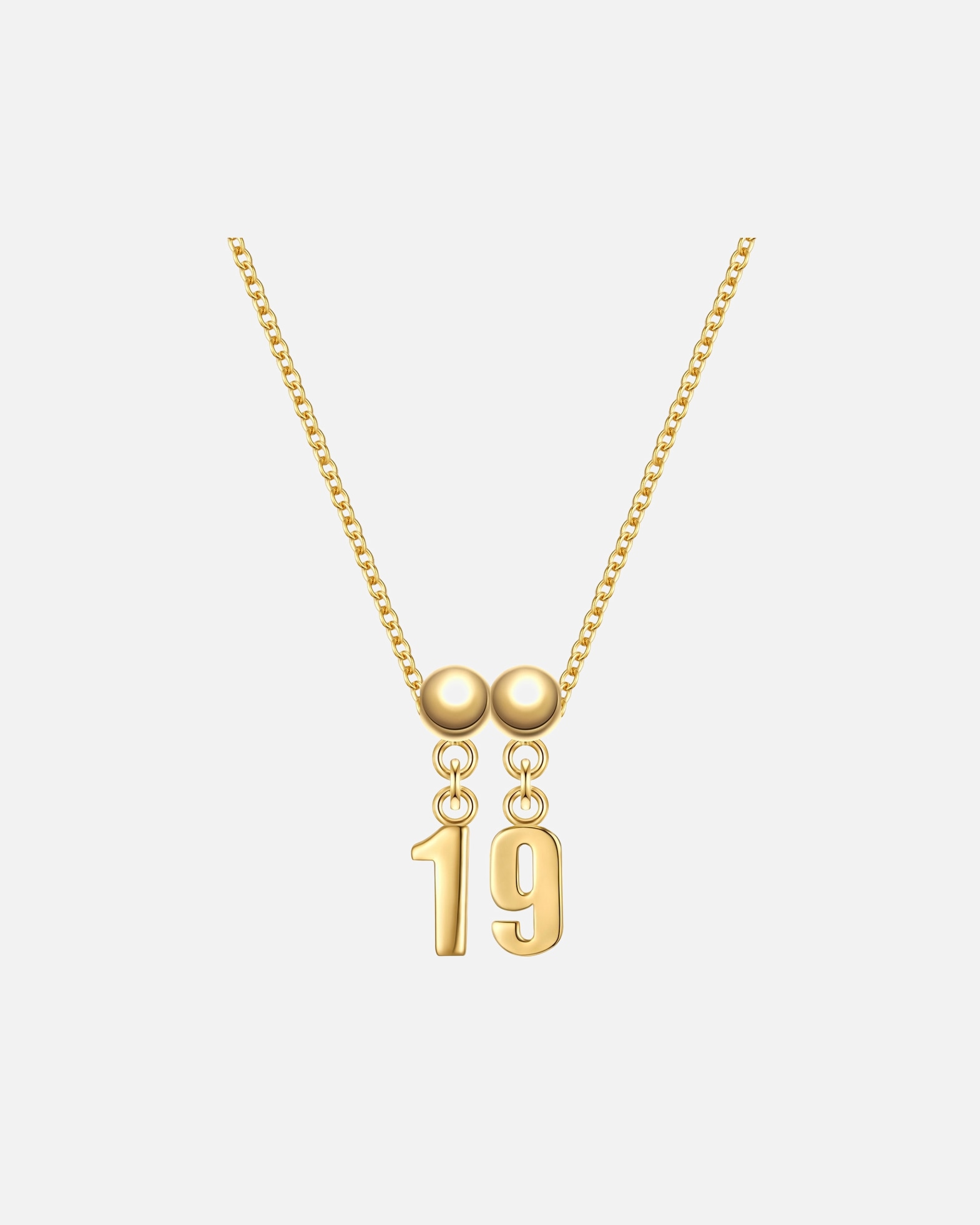 Collier pour Femme Glanzstücke München Set (chaîne + 2 charms) Chiffre 19 en Argent sterling en Or jaune 45,0 cm