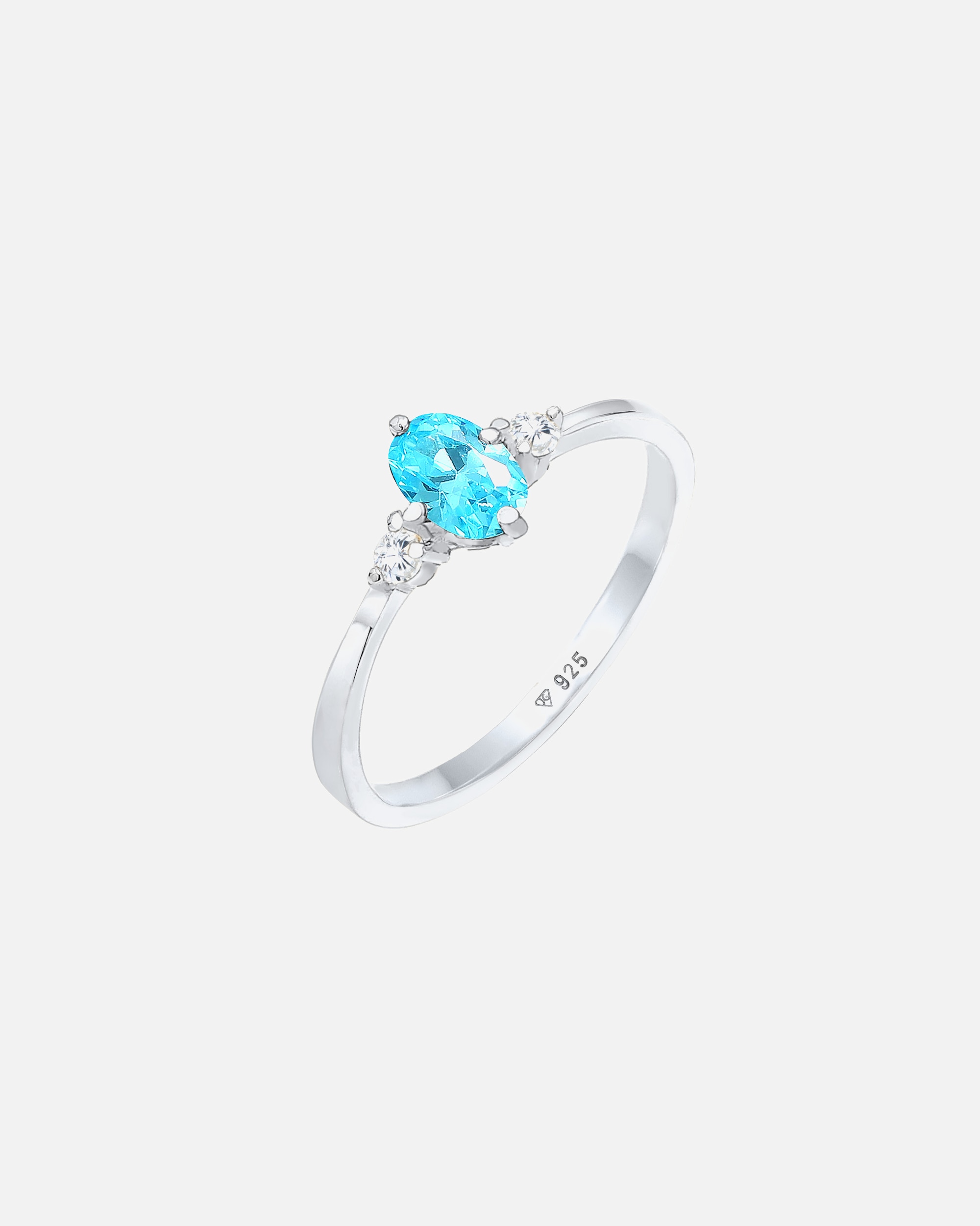 Bague pour Femme Elli Femmes Solitaire Blue Oval Engagement avec cristaux de zirconia en argent sterling 925 58