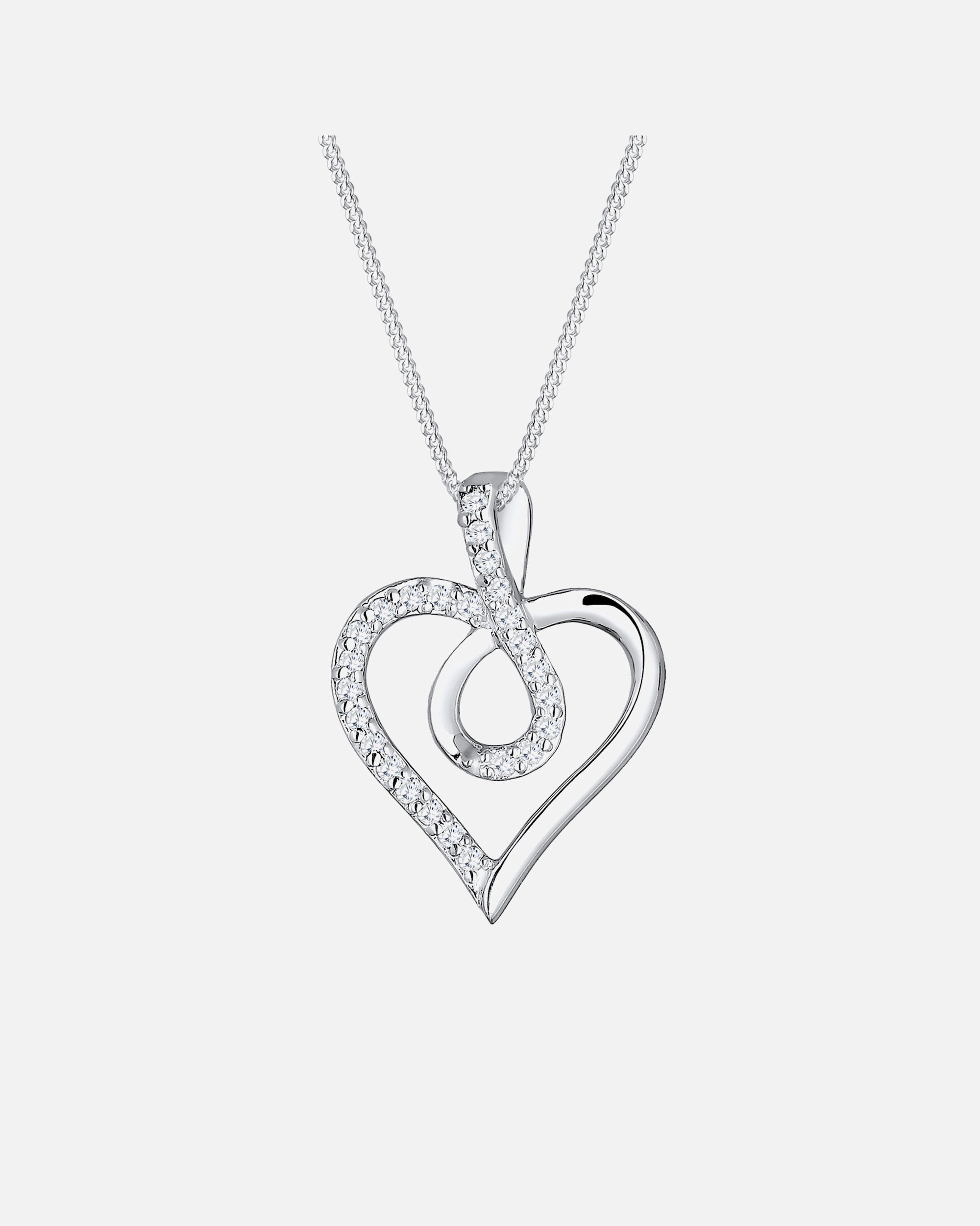 Collier pour Femme Elli Femme Infinité Symbole Coeur avec Cristal de Zircone - (925/1000) Argent silberfarben