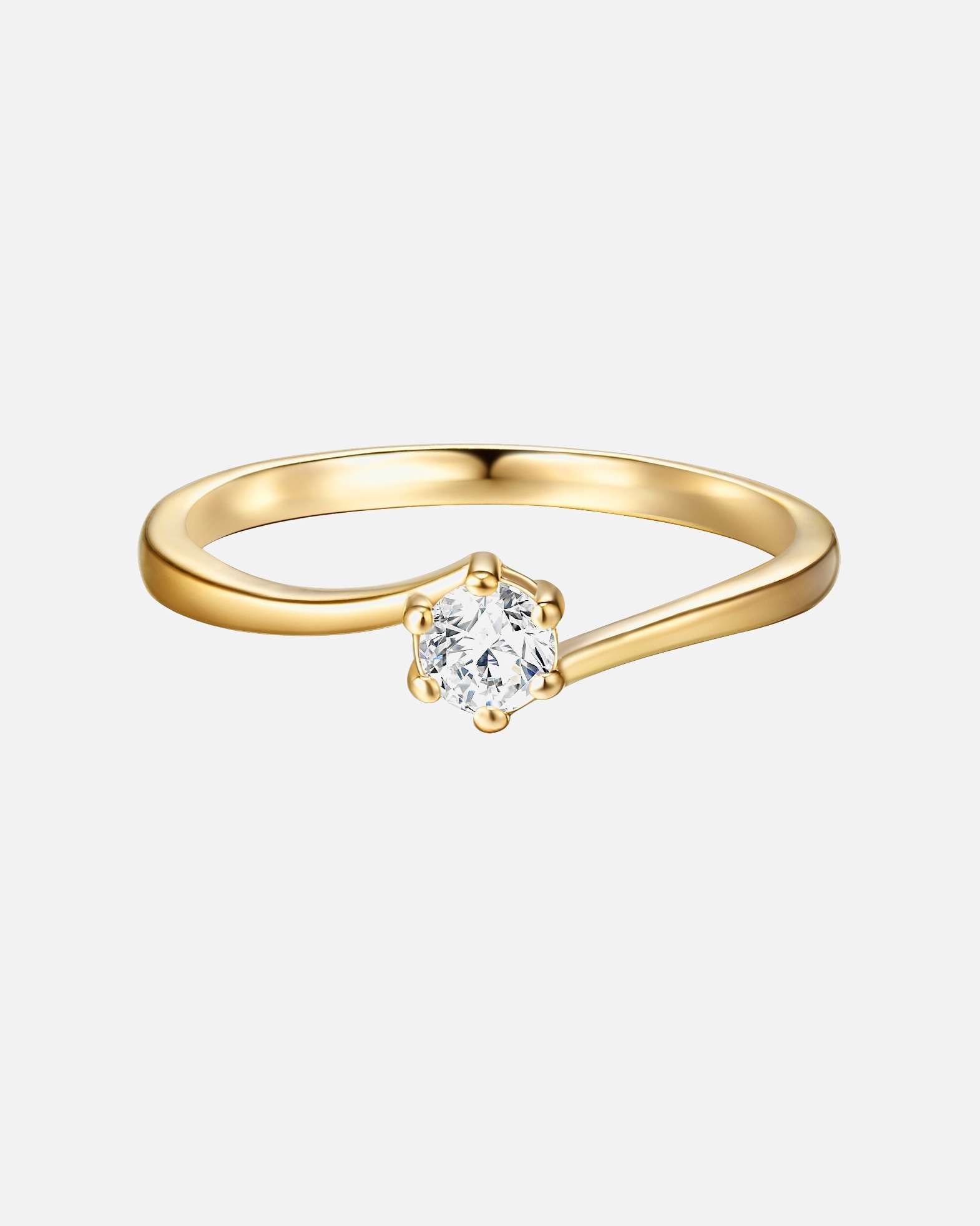 Bague pour Femme Trilani Bague aus Sterling Silber in Gelbgold mit Zirkonia 60