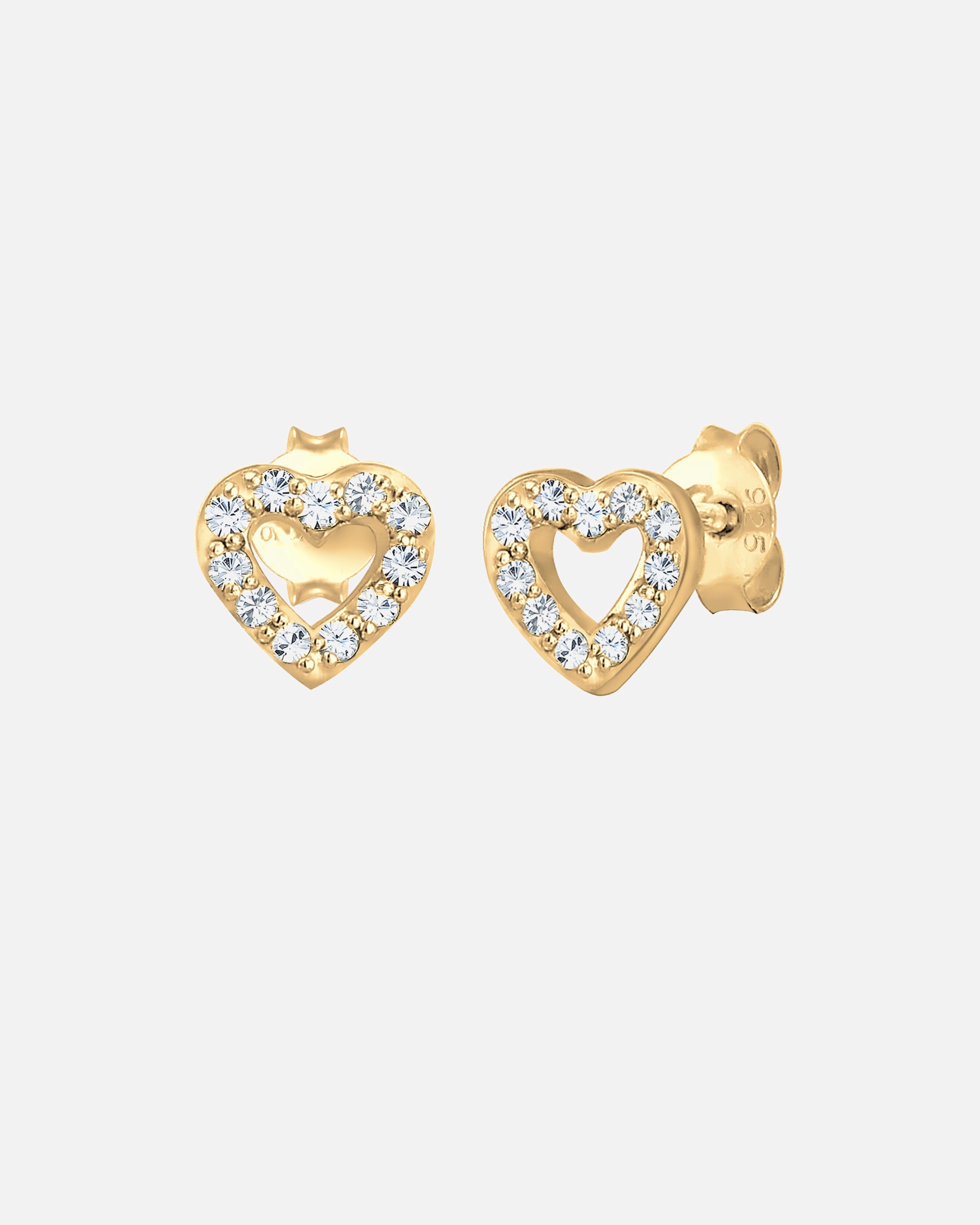 Boucles d'oreilles pour Femme Elli clous d'oreilles cœur Cristaux Argent 925 goldfarben