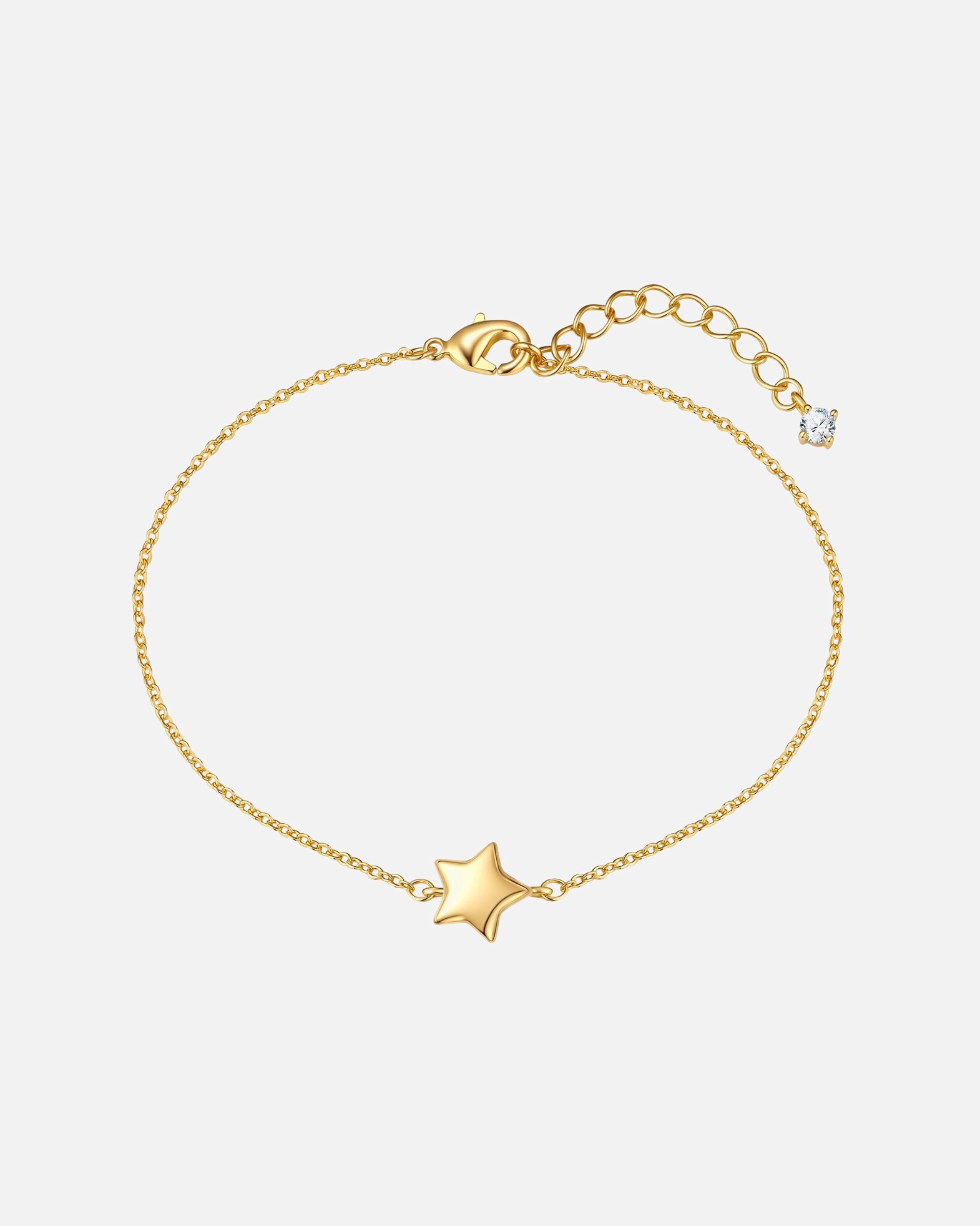 Bracelet pour Femme Lulu & Jane Bracelet Étoile en laiton en or jaune avec zirconium Longueur de base 17,0 + rallonge 3,0 cm