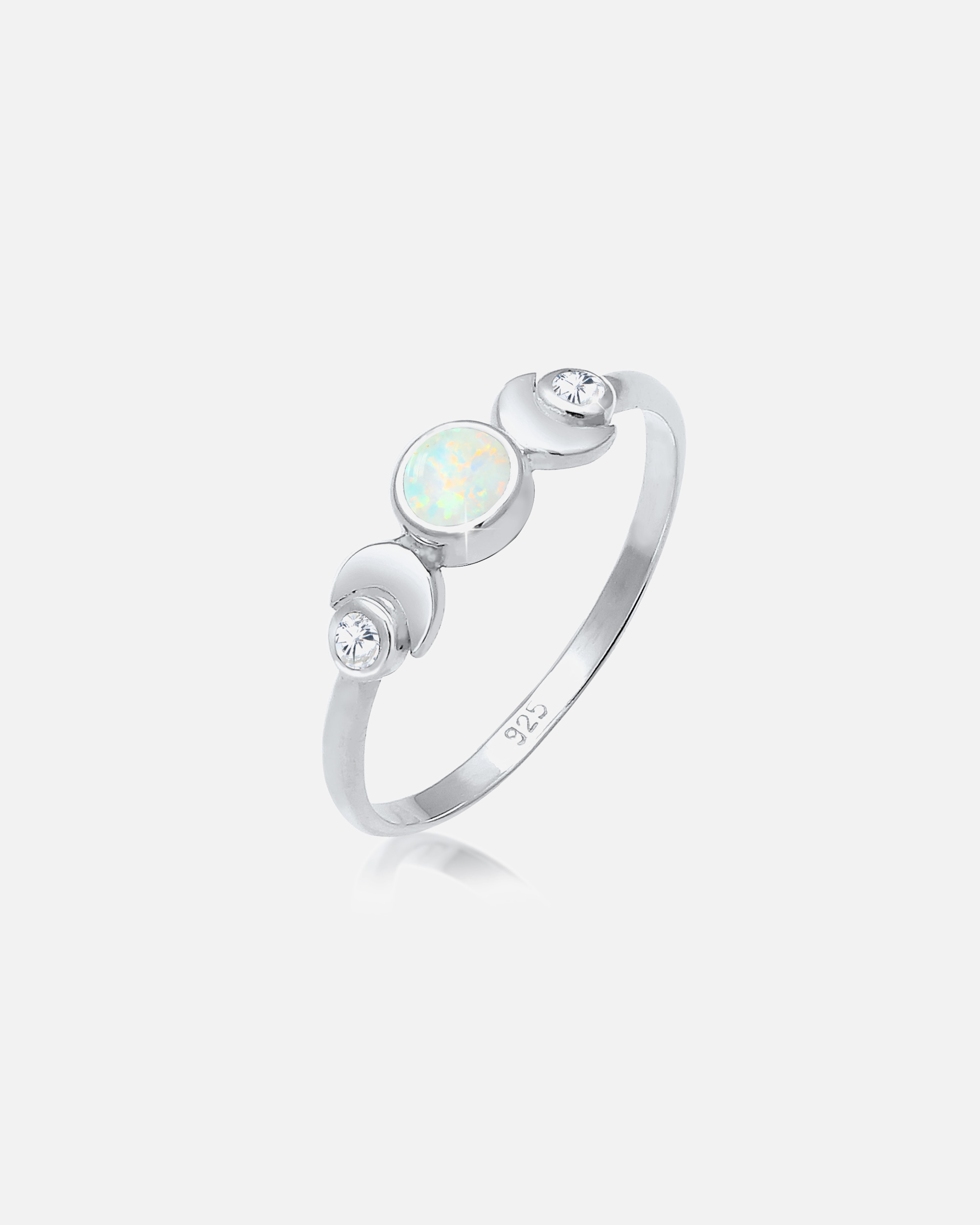 Bague pour Femme Elli Demi Lune Astro Bague Femme - (925/1000) Argent Cristal Zircone Opale 58