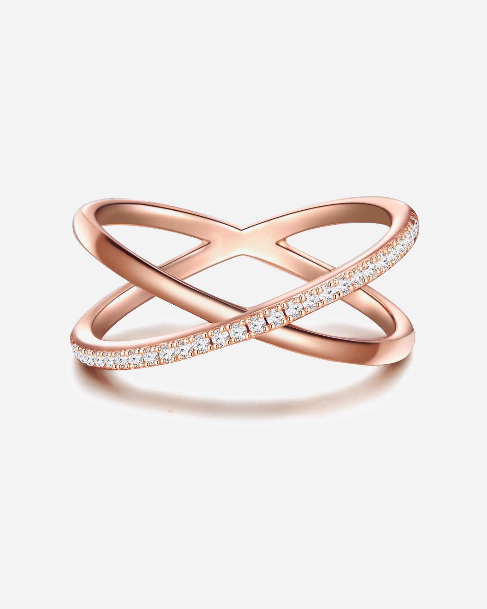 Bague pour Femme Glanzstücke München Bague en argent Argent sterling Oxyde de zirconium (CZ) en Or rose 58