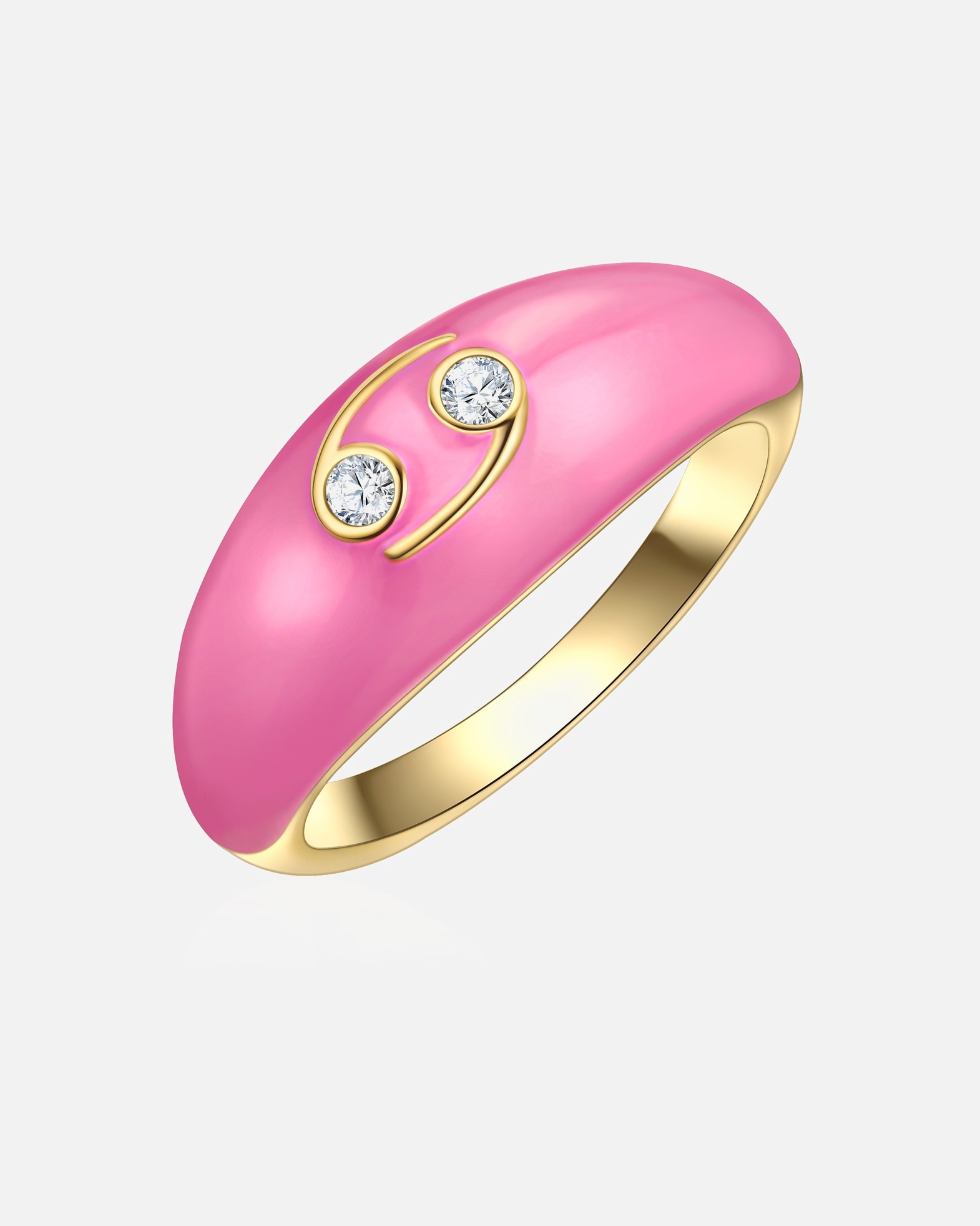 Bague pour Femme Glanzstücke München Bague Zodiaque Cancer en Argent sterling en Or jaune 48