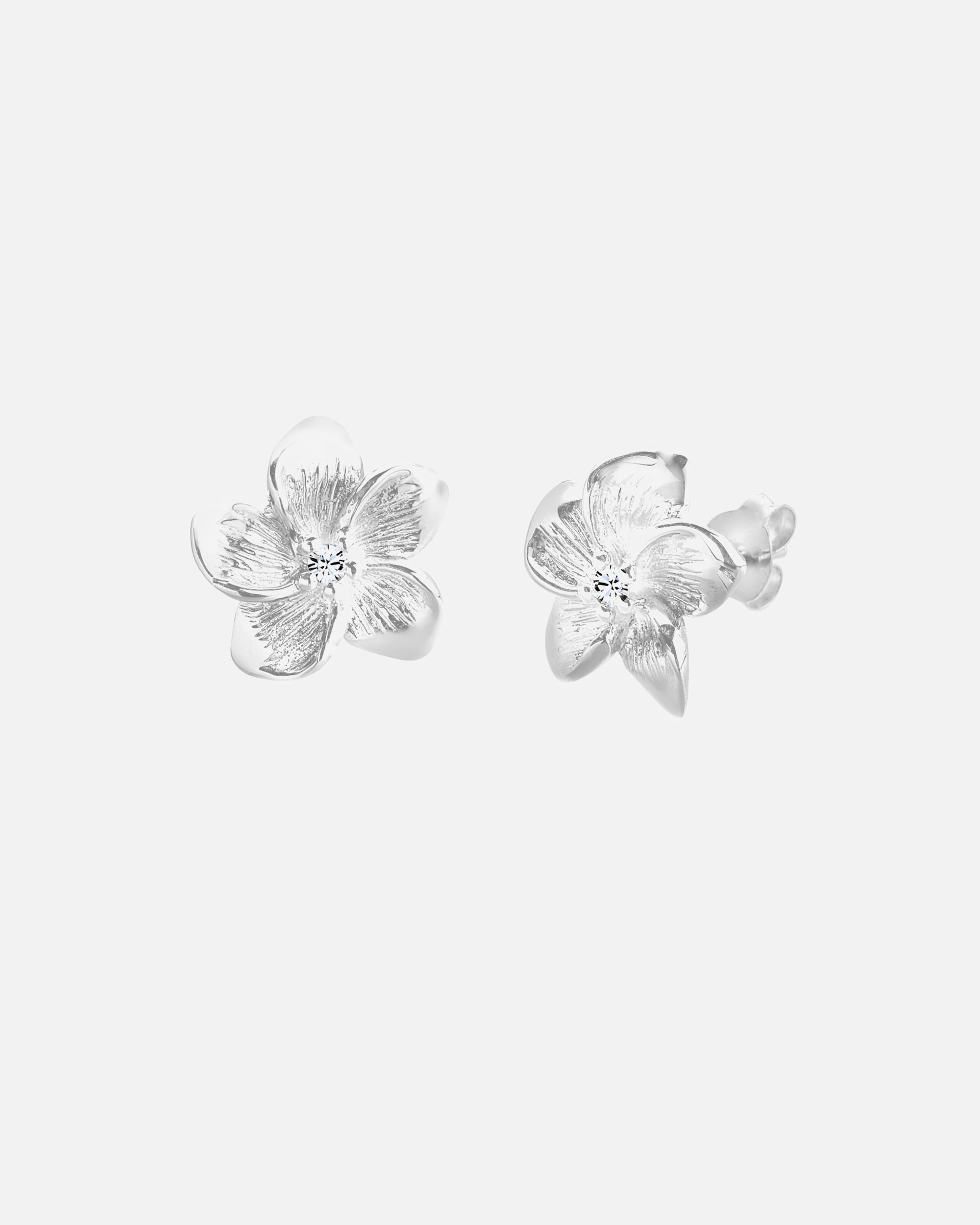 Boucles d'oreilles pour Femme Elli Femmes fleur de frangipanier avec cristaux fleur en argent sterling 925 Blanc