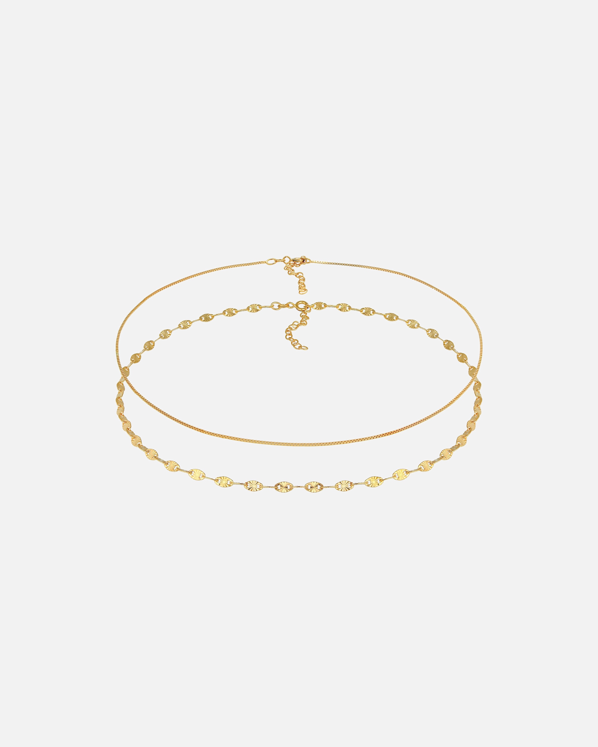 Collier pour Femme Elli Choker Vénitien plaquettes Set de 2 pièces 925 Argent goldfarben