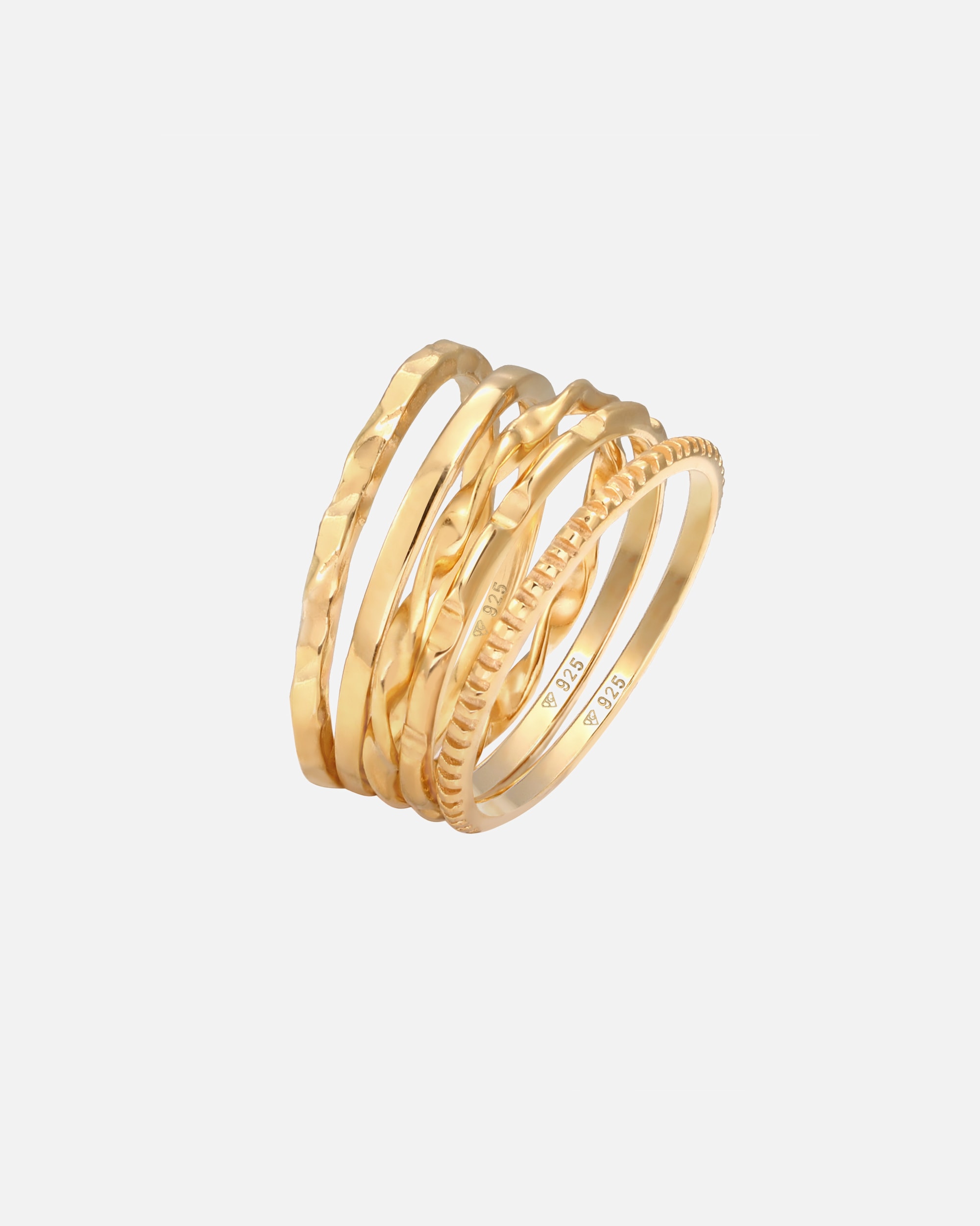 Bague pour Femme Elli Empilement d'Anneaux en bande, Set de 5, Argent 925 56