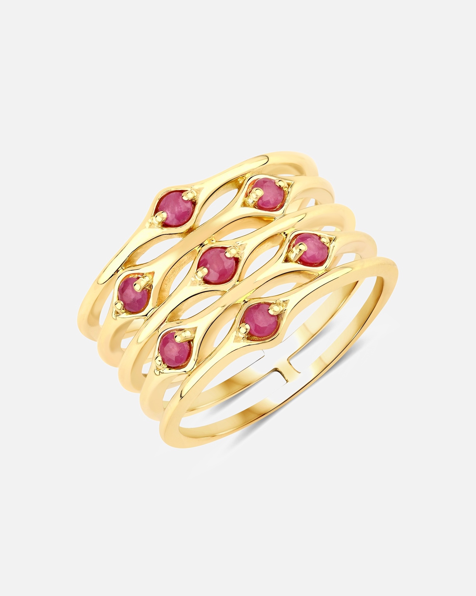 Bague pour Femme Rafaela Donata Bague Argent sterling Rubis en Or jaune 54