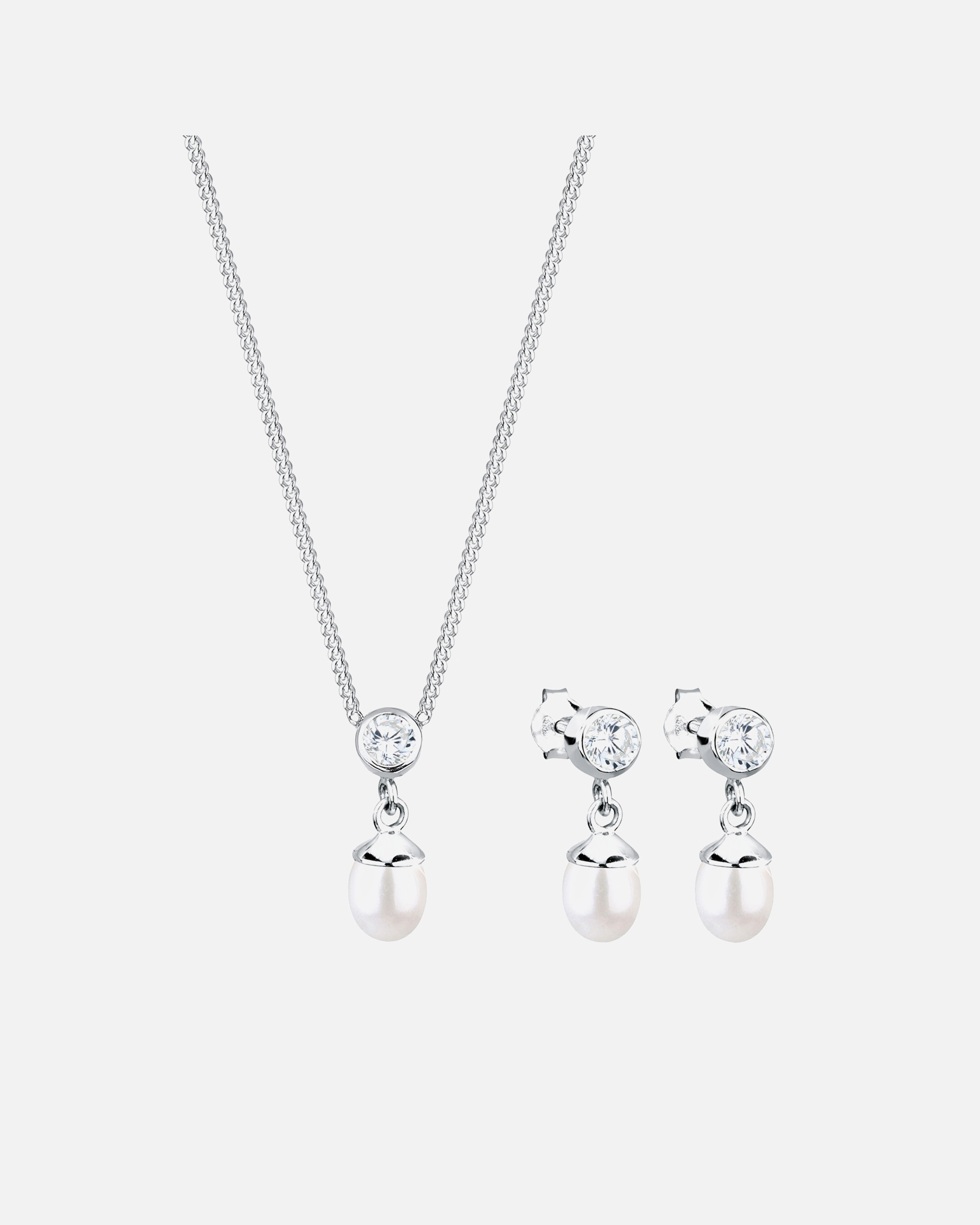 Parure de bijoux pour Femme Elli Perle de culture d'eau douce pour dames et cristaux de zircone en argent sterling 925 45 cm