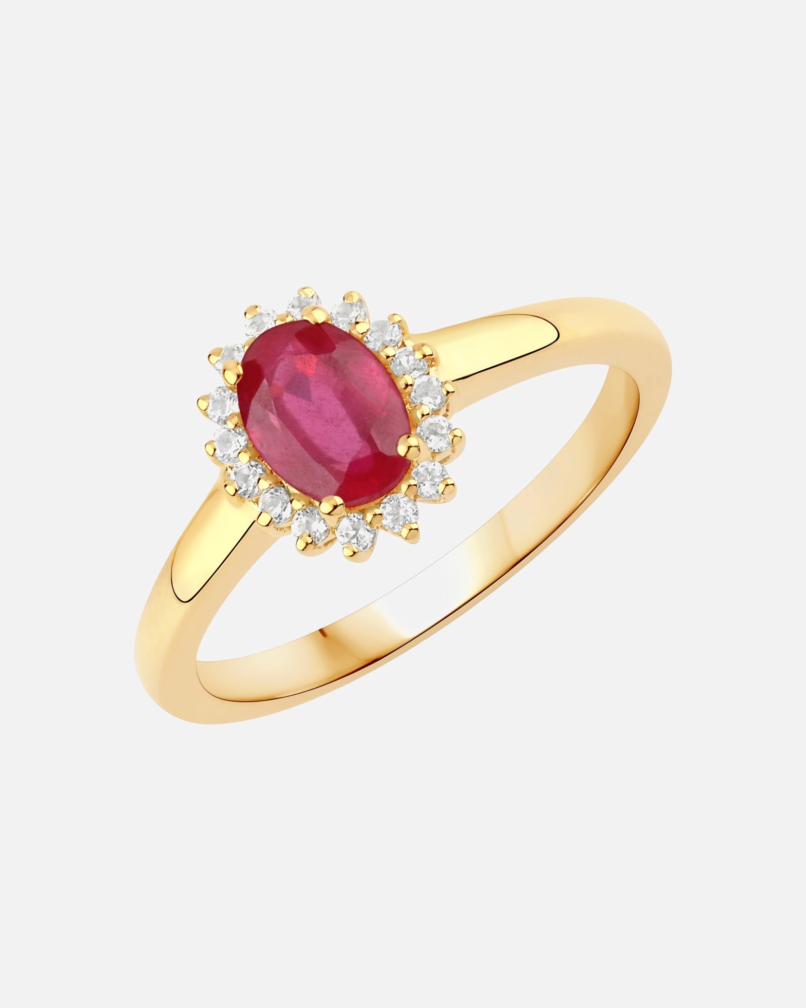 Bague pour Femme Rafaela Donata Bague Argent sterling Rubis (verre rempli) en Or jaune 52