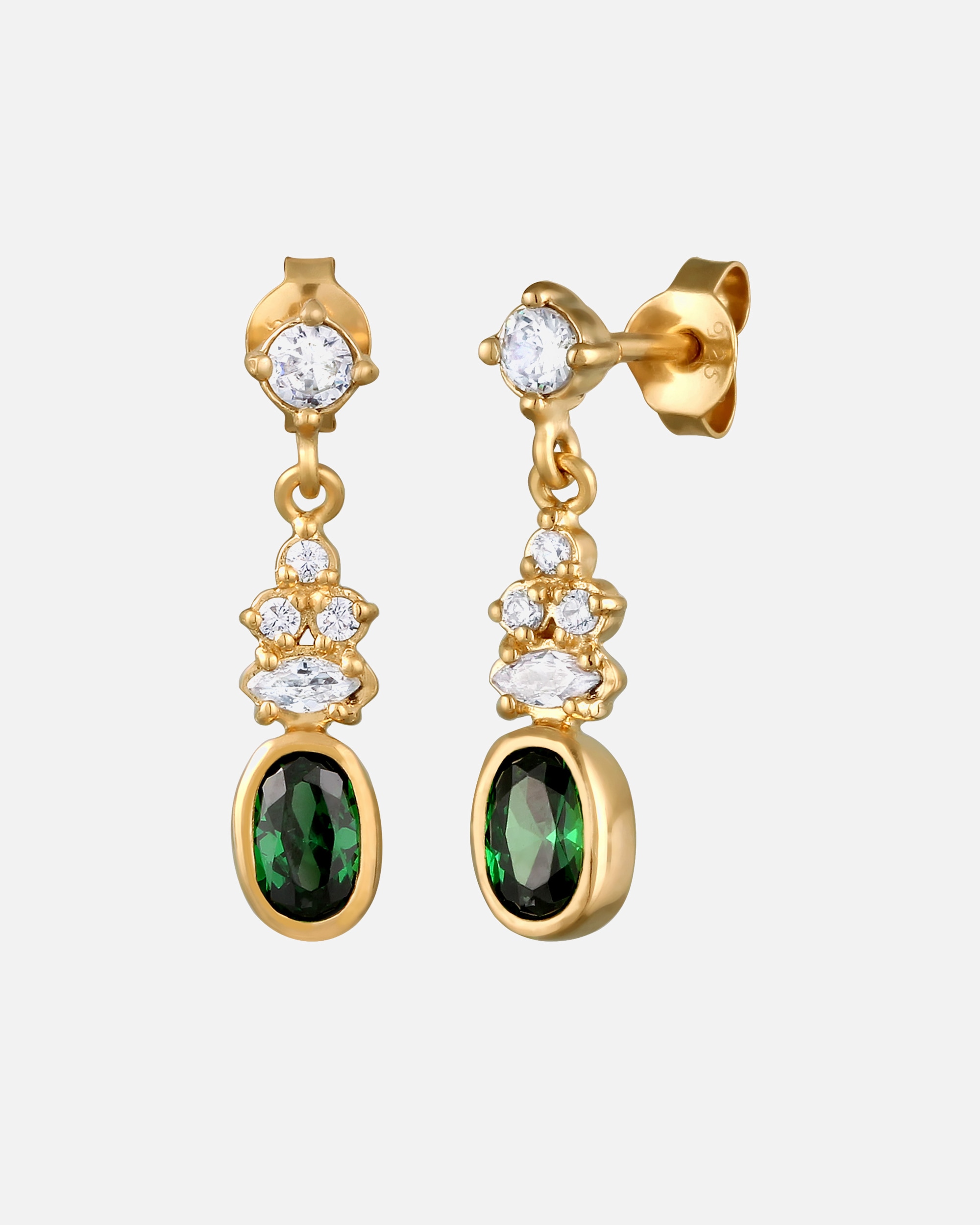Boucles d'oreilles pour Femme Elli Clous d'oreille Zirconia Vert 925 Sterling Silver Gold-plated goldfarben