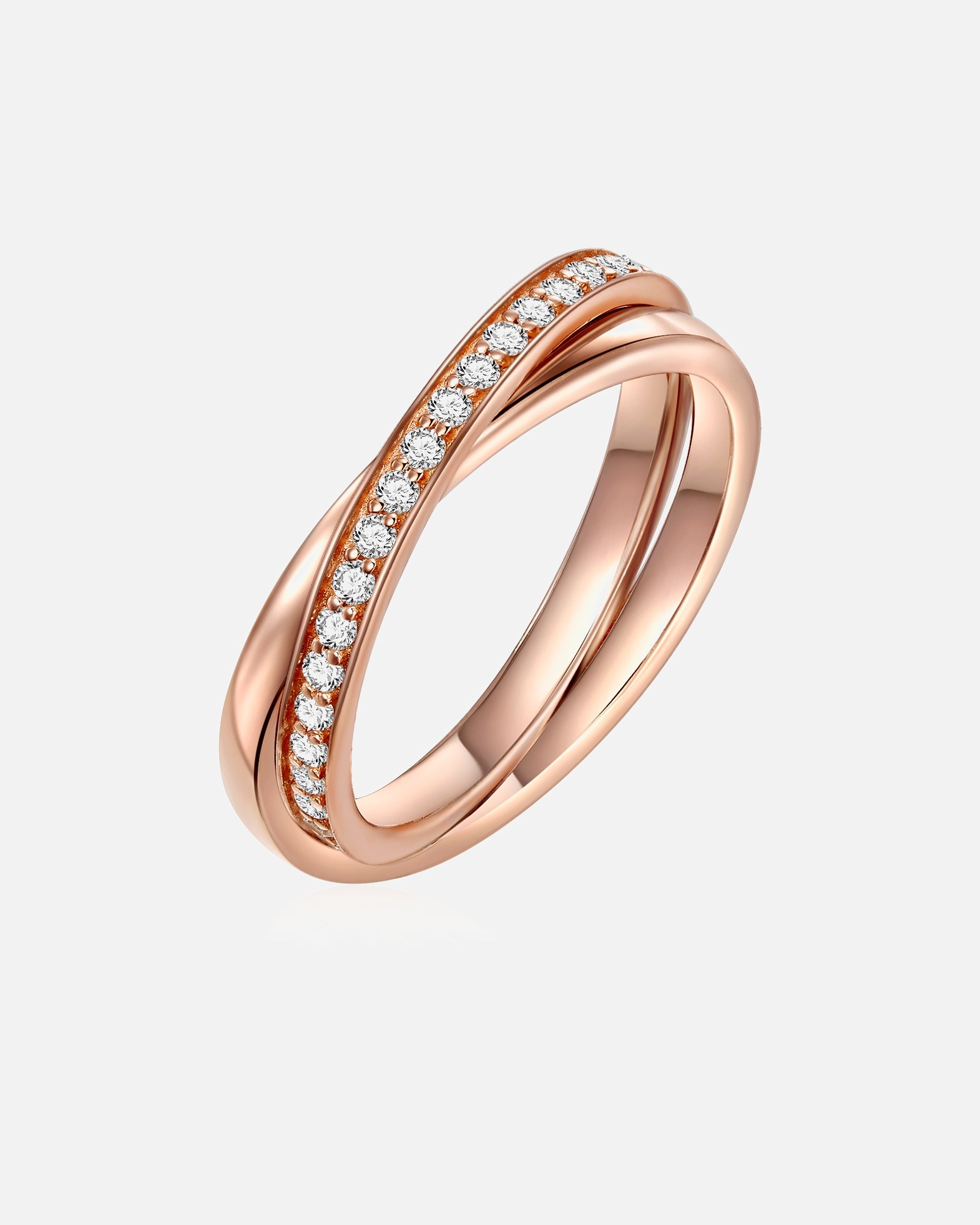 Bague pour Femme Glanzstücke München Bague en argent Argent sterling Oxyde de zirconium (CZ) en Or rose 52