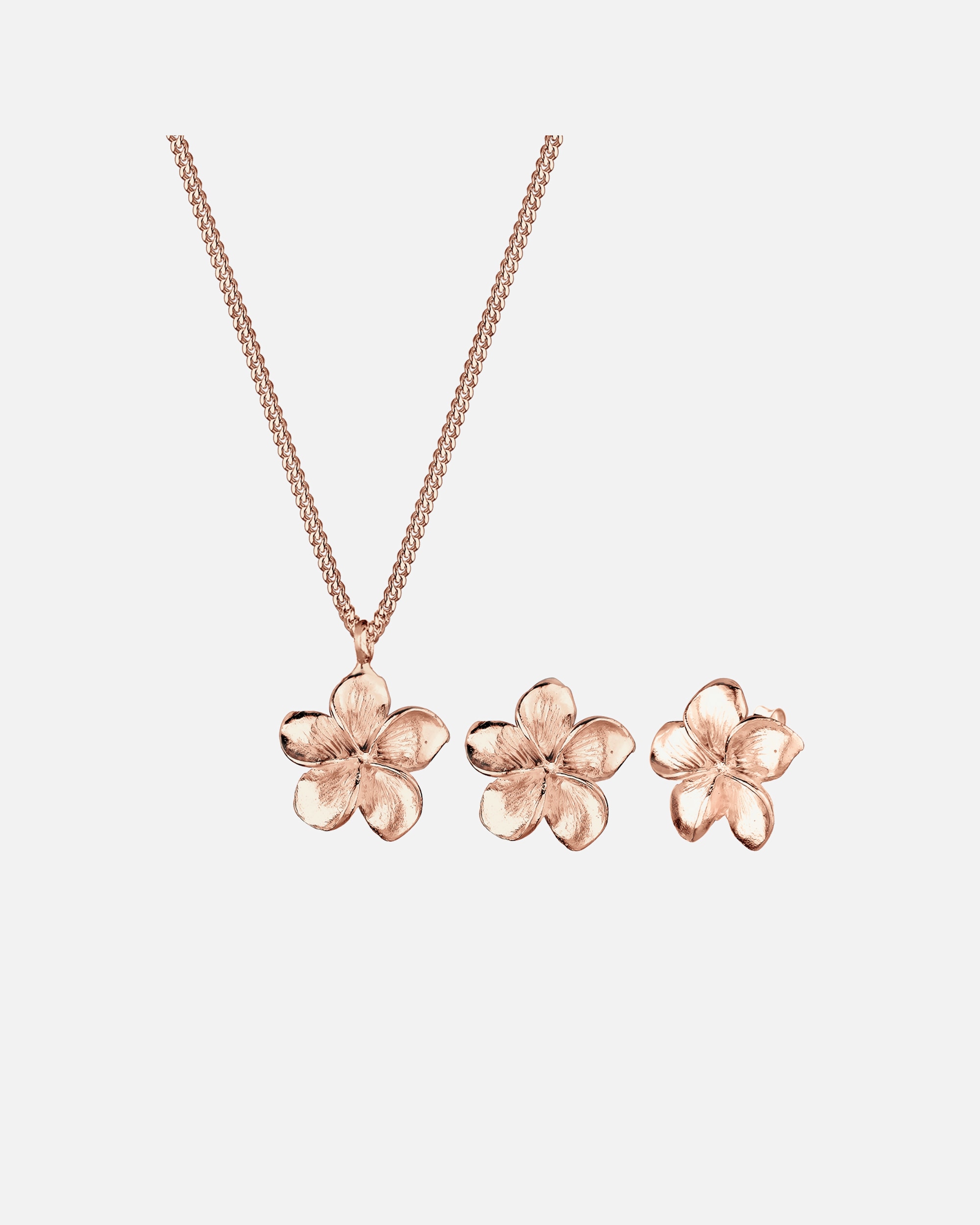 Bijoux pour Femme Elli Femmes Frangipani fleur Pendentif set Clous d'oreilles en argent sterling 925 plaqué or rose rosefarben