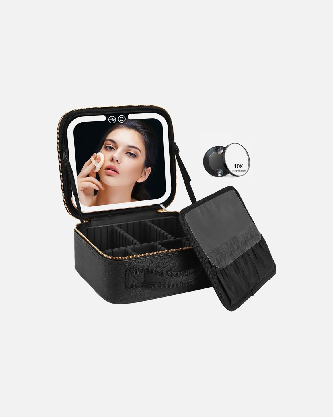 Trousse de toilette pour Femme UNIQ UNIQ Trousse de Toilette de Voyage avec Miroir LED - Vanity Case pour Maquillage - Noir UNIQ Trousse de Toilette de Voyage avec Miroir LED - Vanity Case pour Maquillage - Noir