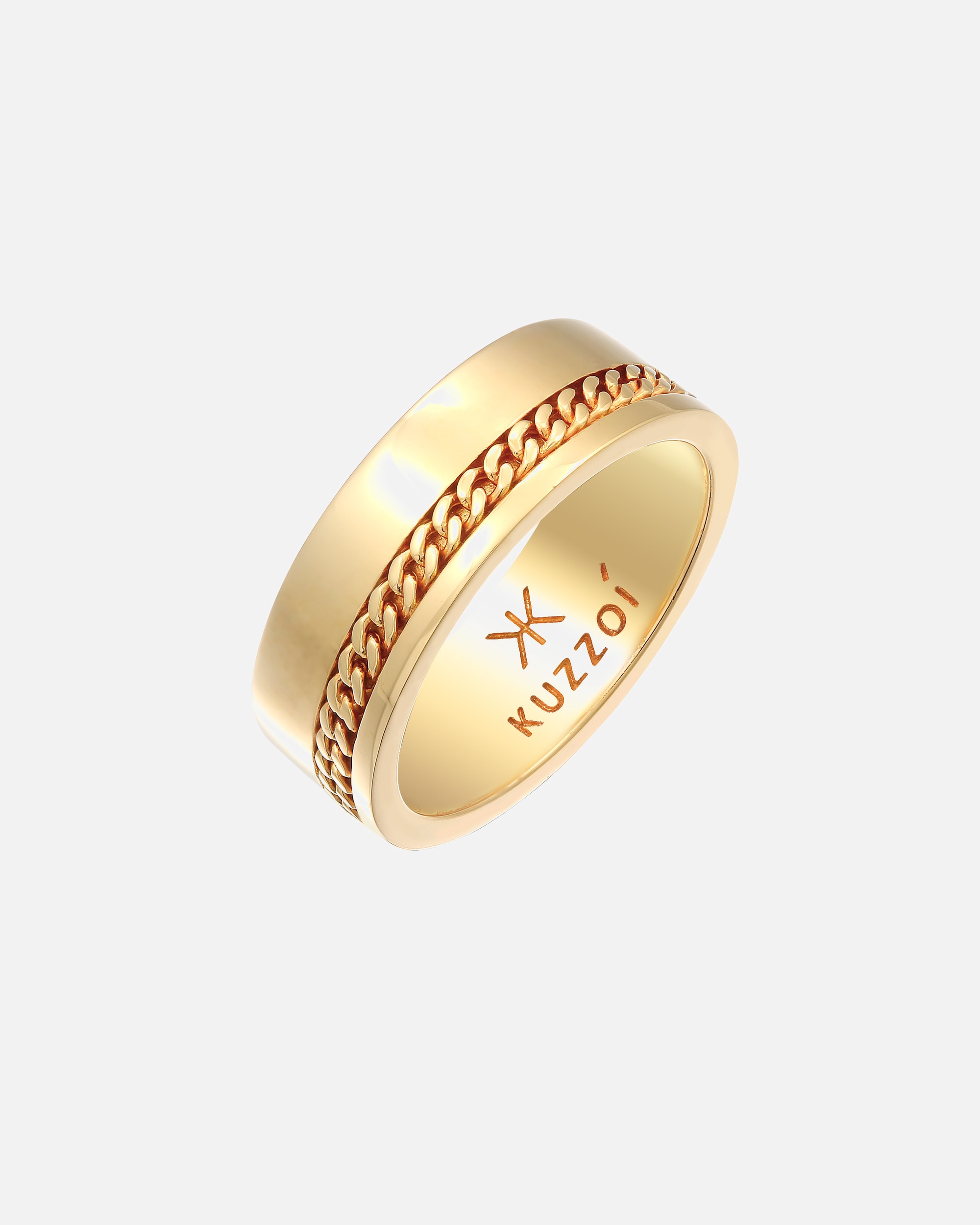 Bague pour Homme KUZZOI Herren Bandring Chunky Chain 925 Silber 60