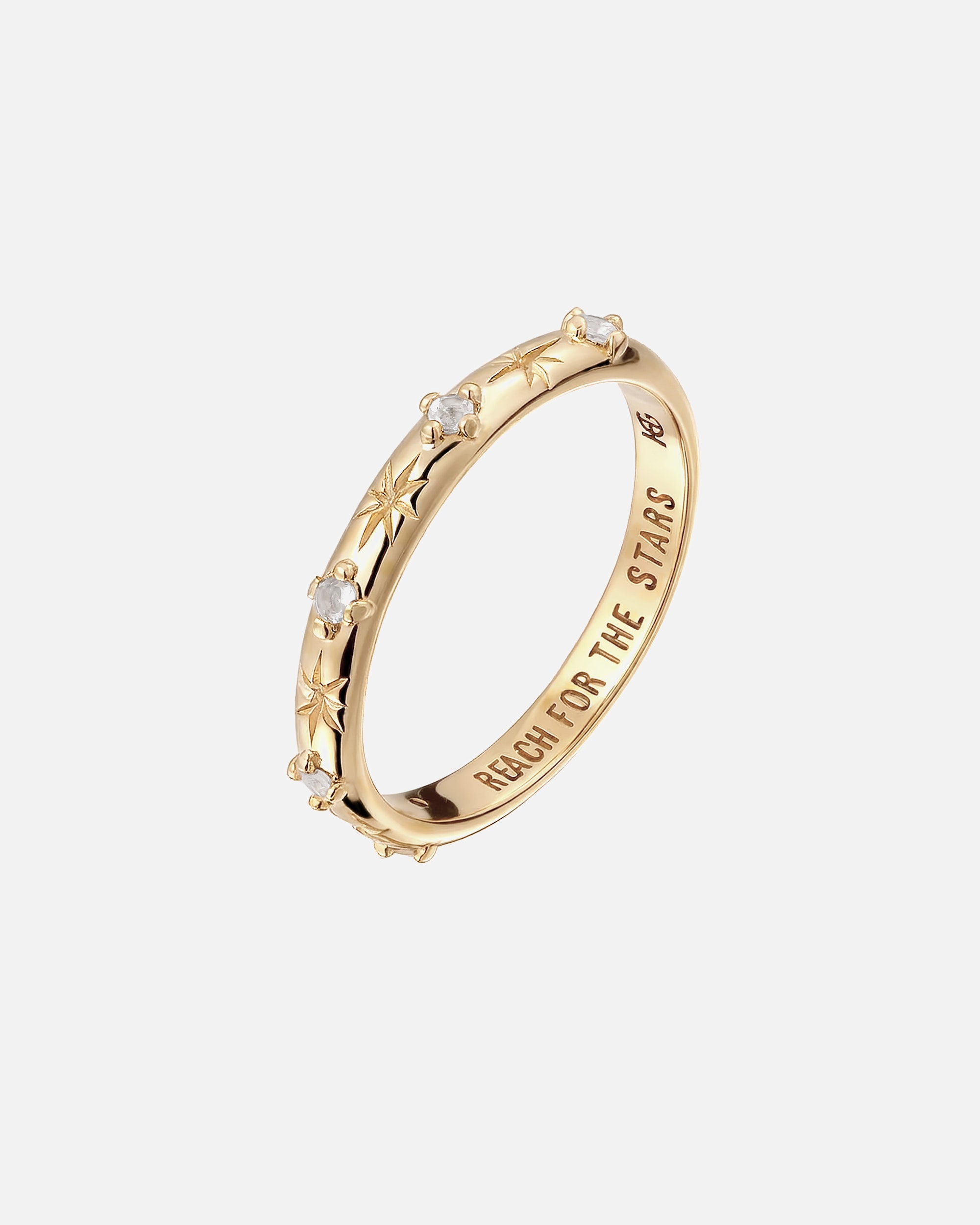 Bague pour Femme Haze & Glory Default Brand Line Bague Étoile Moonstone Rainbow 375 Or Jaune 58