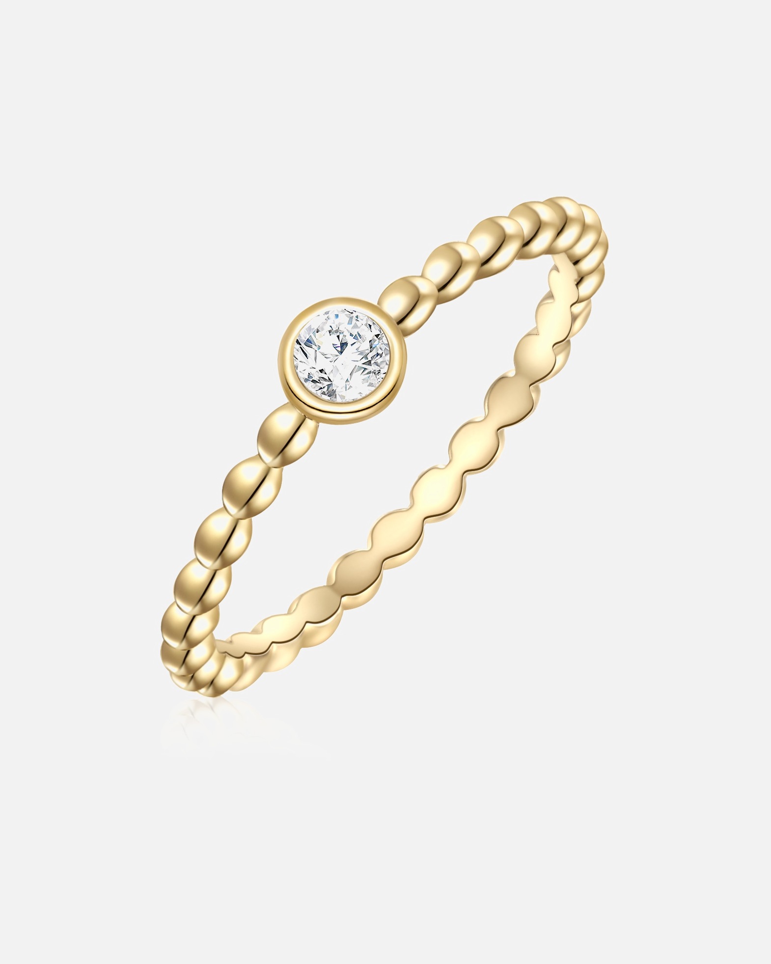 Bague pour Femme Glanzstücke München Bague en argent Argent sterling Oxyde de zirconium (CZ) en Or jaune 48