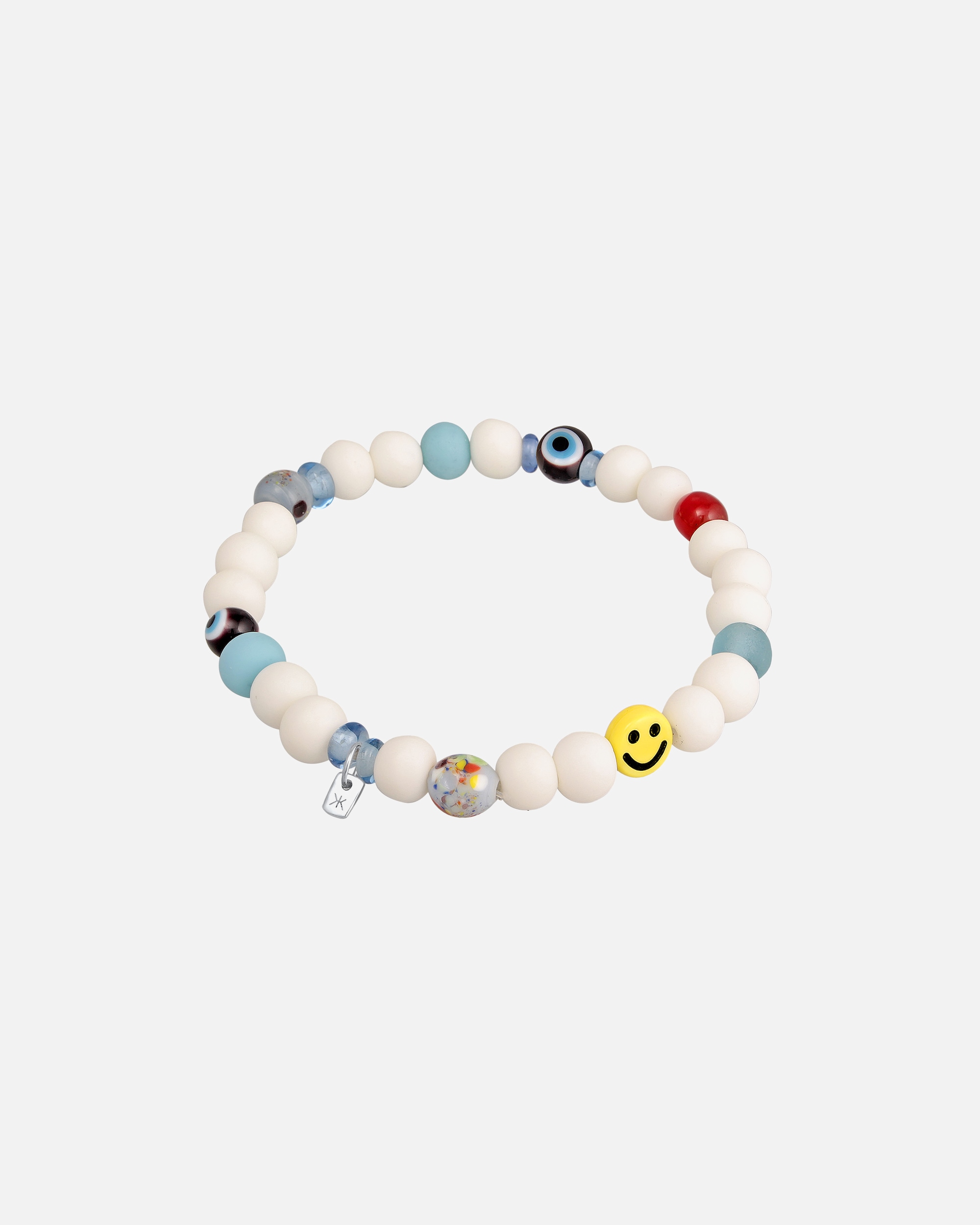 Bracelet pour Homme KUZZOI mit Smiling Face Bead Glas Harz Perlen 925 Silber 23