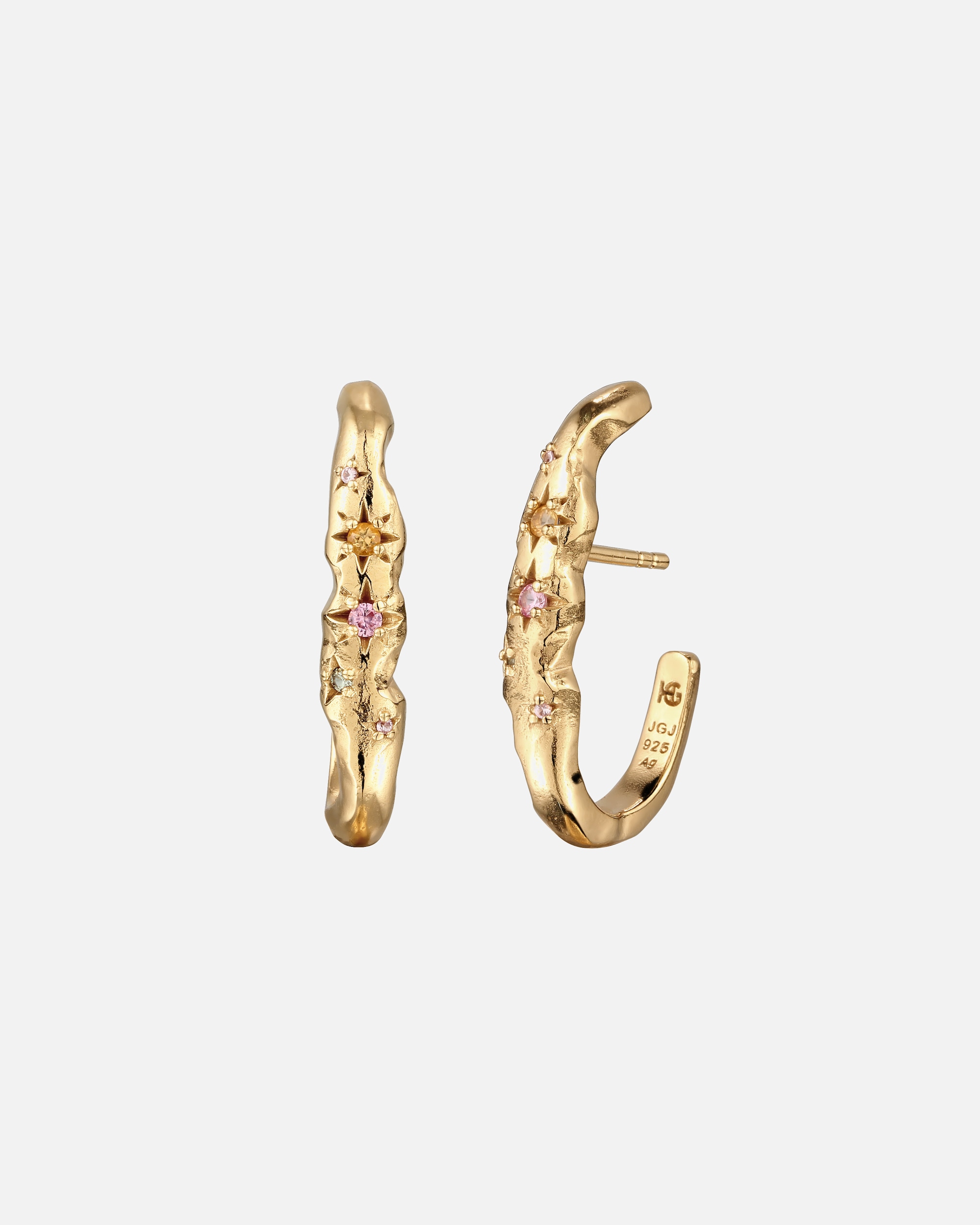 Boucles d'oreilles pour Femme Haze & Glory Default Brand Line Clou d'oreille Citrine Synthétique Tourmaline Vert 925 Sterling Silver goldfarben