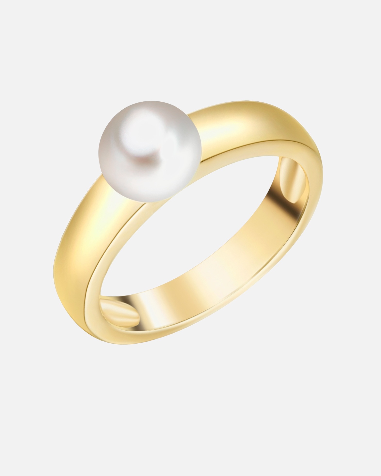 Bague pour Femme Bague avec perle Argent sterling Perle de culture d'eau douce en Or jaune 58