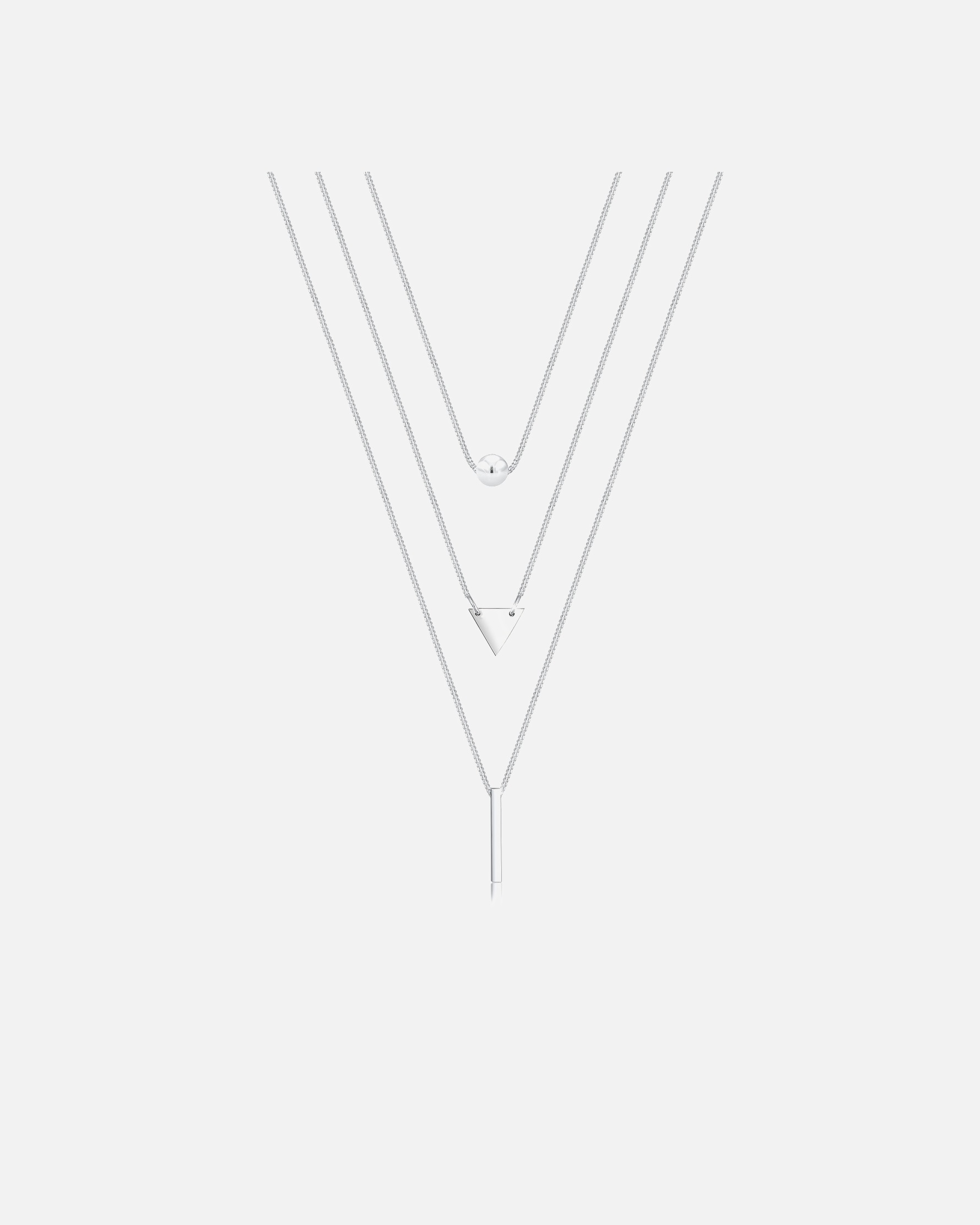 Collier pour Femme Elli Femmes Couches Géo Boule Triangle Rectangle Filigrane en Argent Sterling 925 40