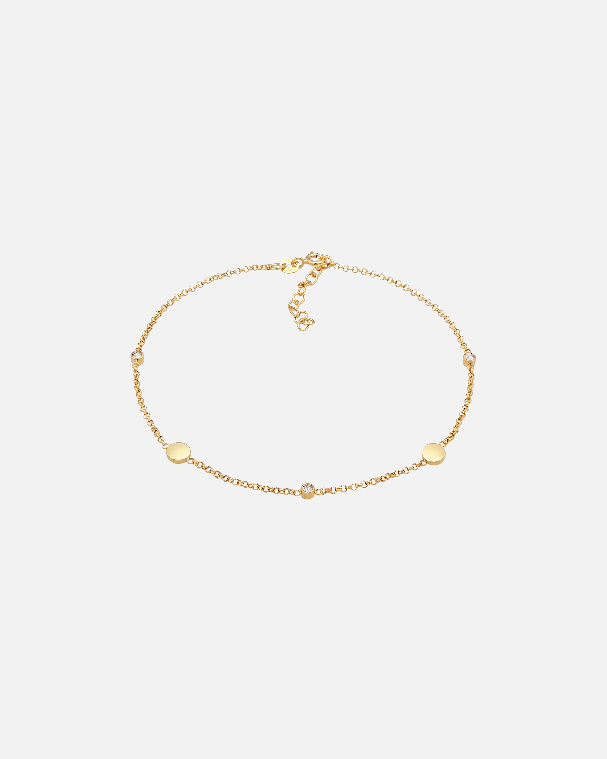 Bijoux pour Femme Elli Femmes bracelet de cheville plaquette Basic avec cristaux en argent sterling 925 goldfarben