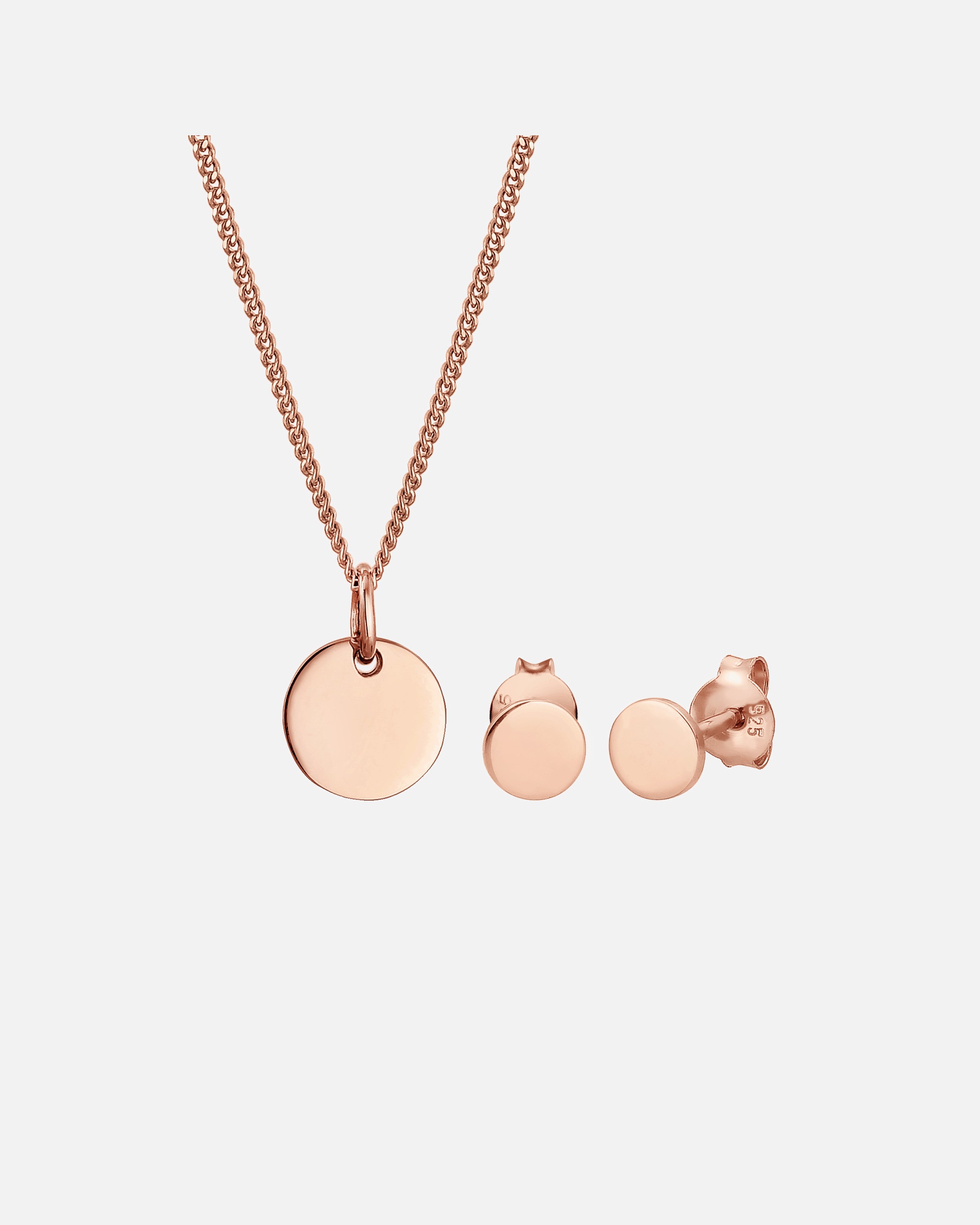 Bijoux pour Femme Basic Set Cercle Collier Clous d'oreilles Argent 925 rosefarben