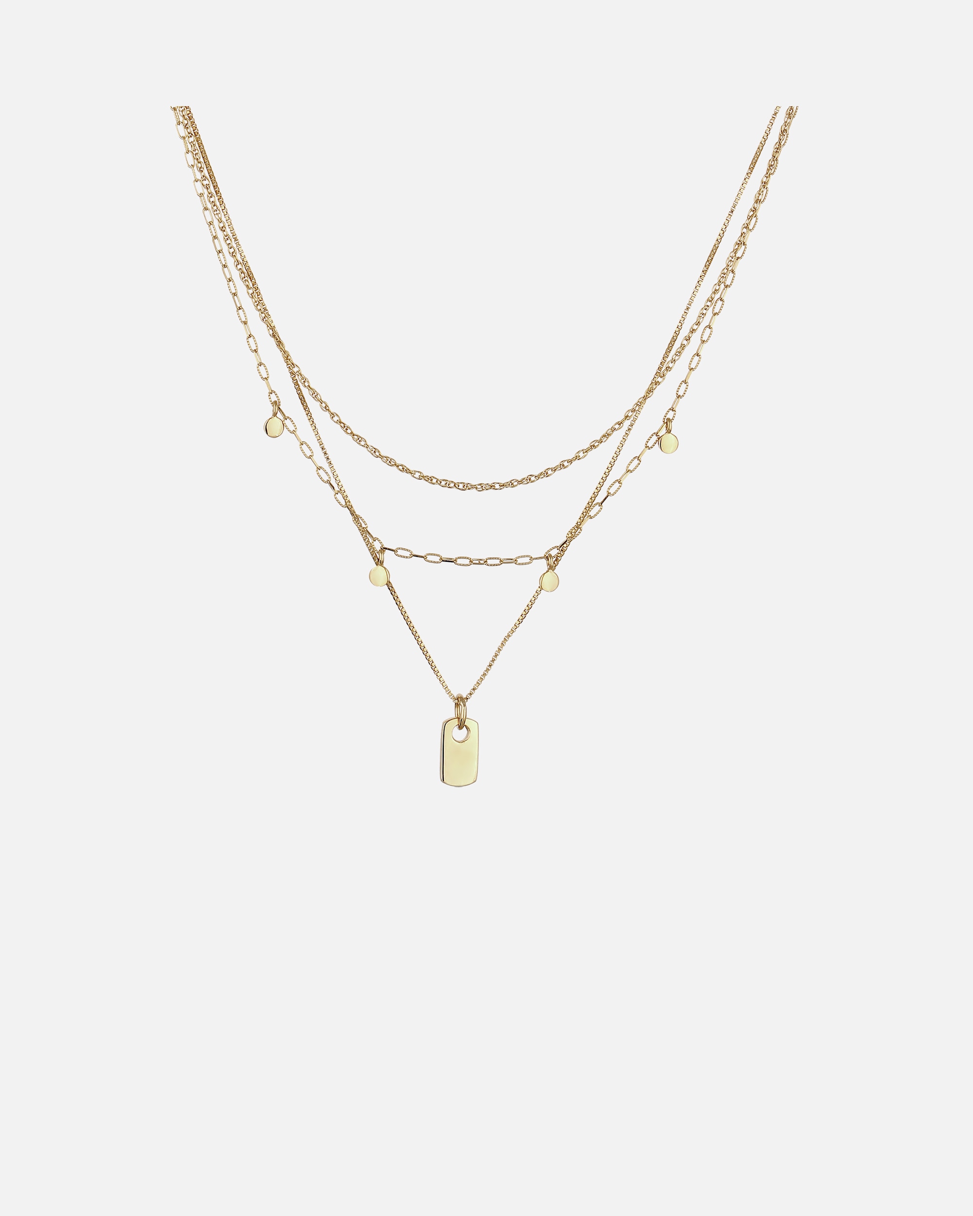 Collier pour Femme Elli Collier Layer Plaquette Chaîne Vénitienne Or 925 Sterling Silver Gold-plated 36