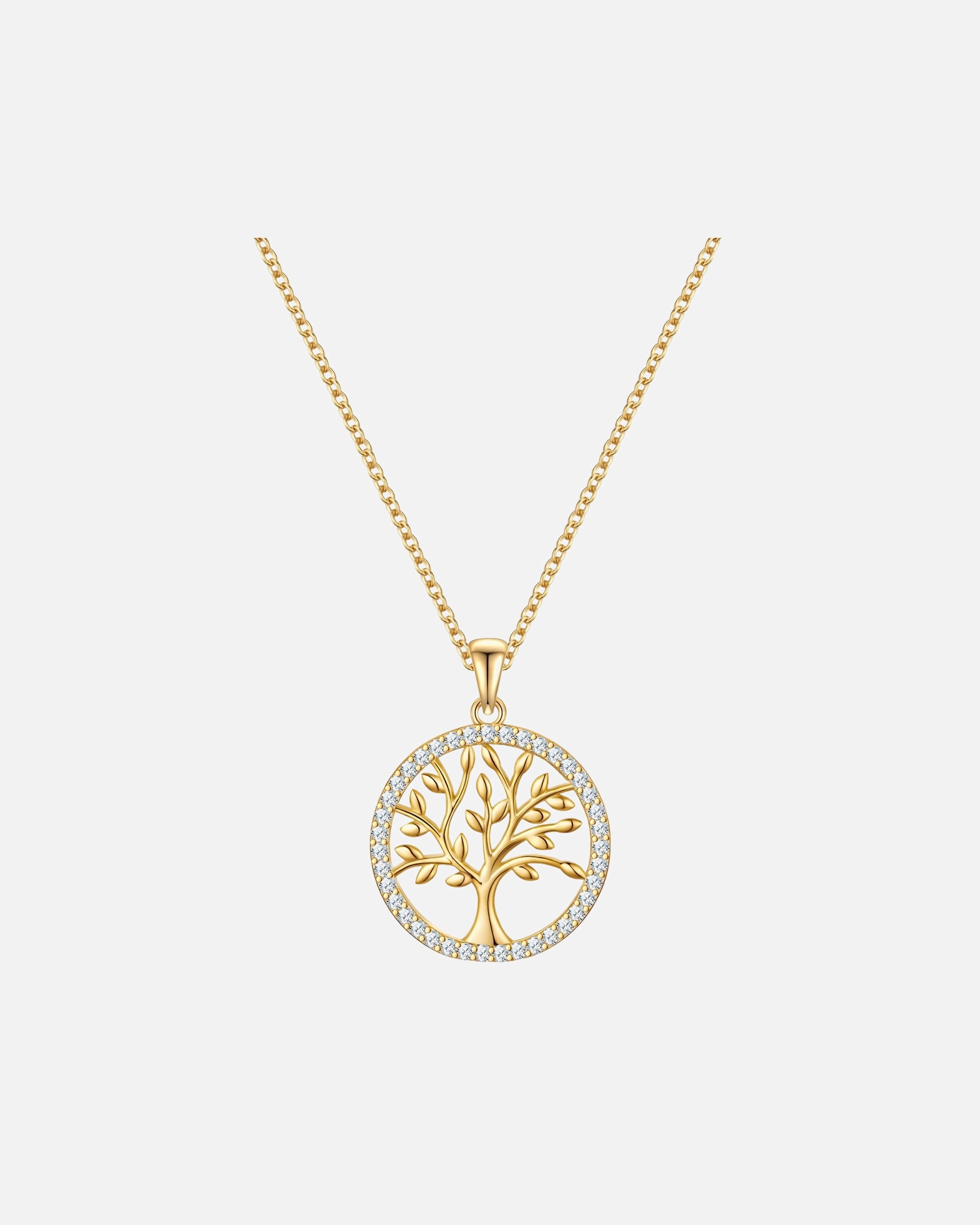 Collier pour Femme Rafaela Donata Chaîne Arbre de vie en Argent sterling en Or jaune Chaîne de base 42,0 + rallonge de 5,0 cm