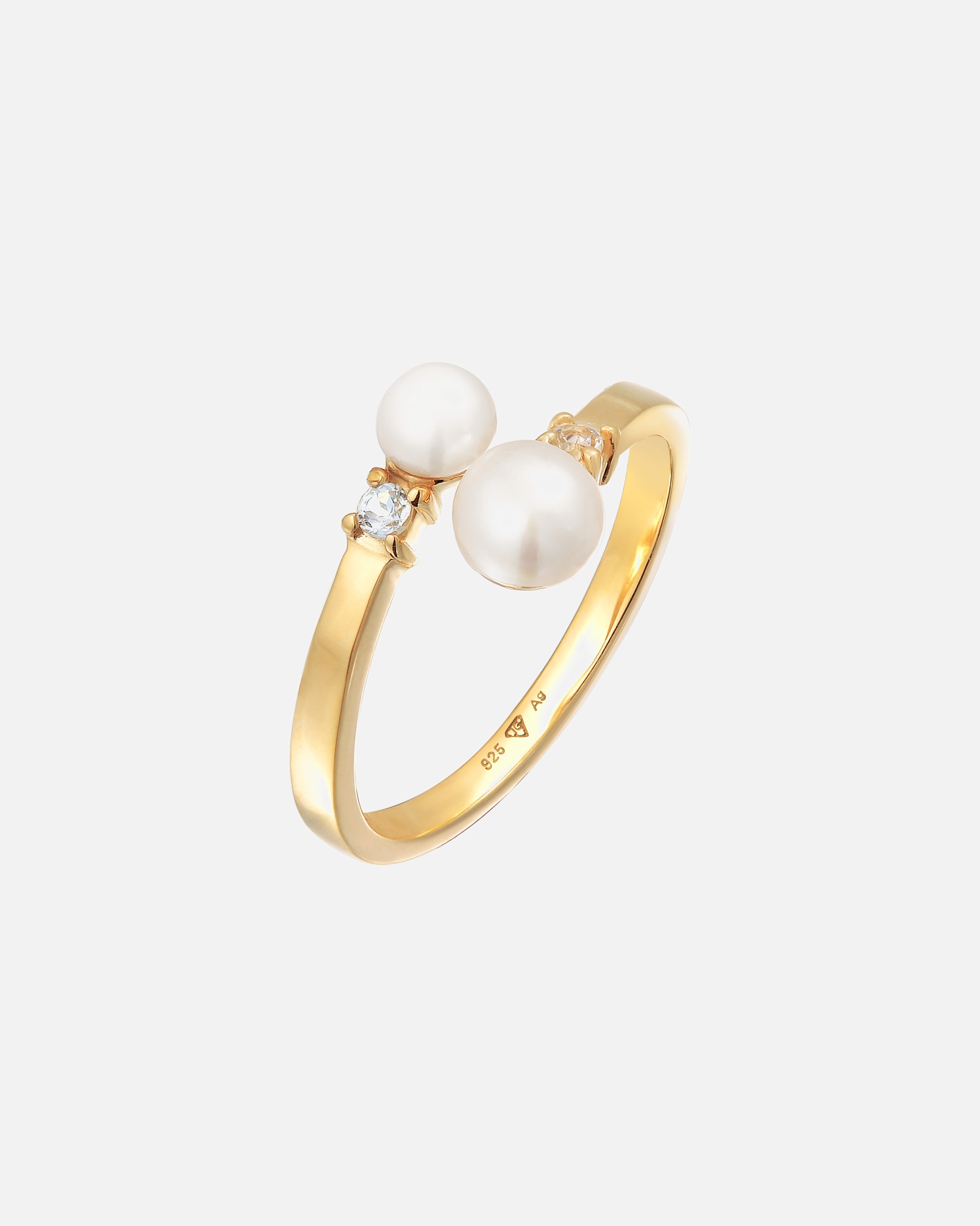 Bague pour Femme Elli PREMIUM Elli PREMIUM Ring Elli PREMIUM Ring Wickelring Süßwasserzuchtperle 925 Silber vergoldet 52