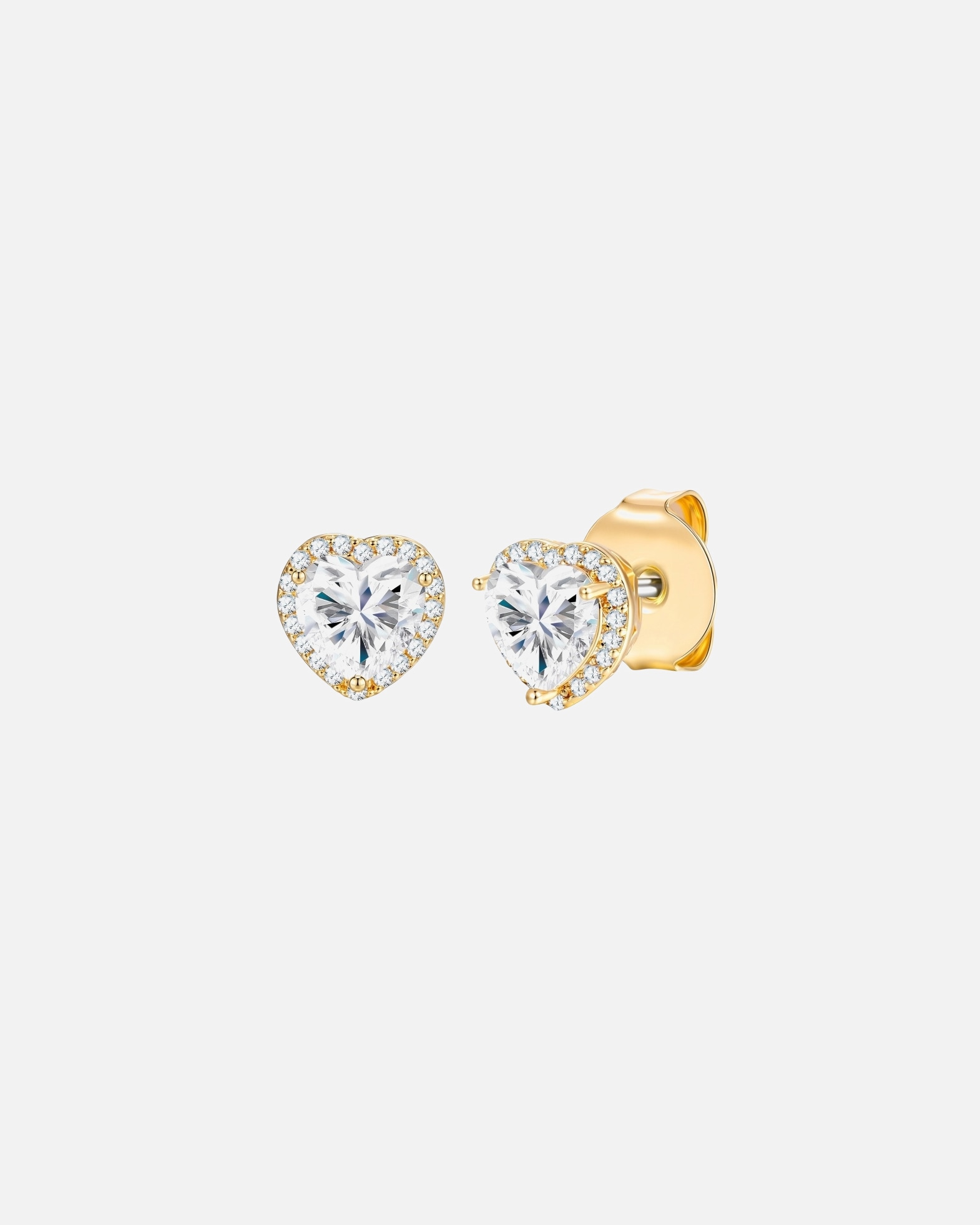 Boucles d'oreilles pour Femme Lulu & Jane Boucles d'oreilles Cœur en laiton en Or avec Zircon 9,5 mm